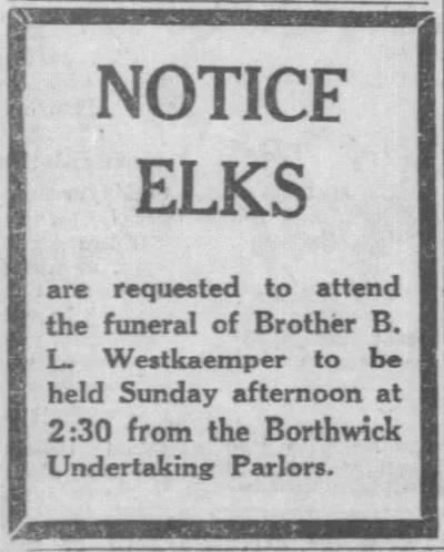 Honolulu ghost tour newspaper clipping Elk’s Notice B. L. Westkaemper