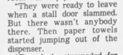 1995 newspaper article quote about ghosts in the Sinclair Library