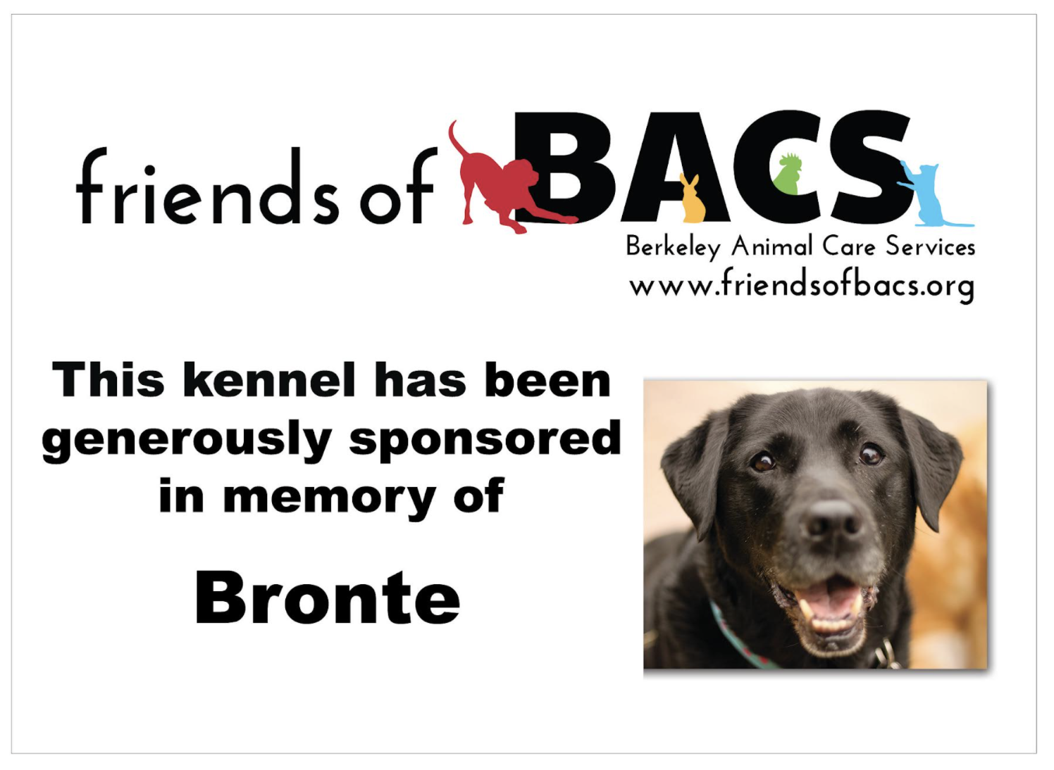 Sponsor a Kennel — Friends of Berkeley Animal Care Services (FoBACS)