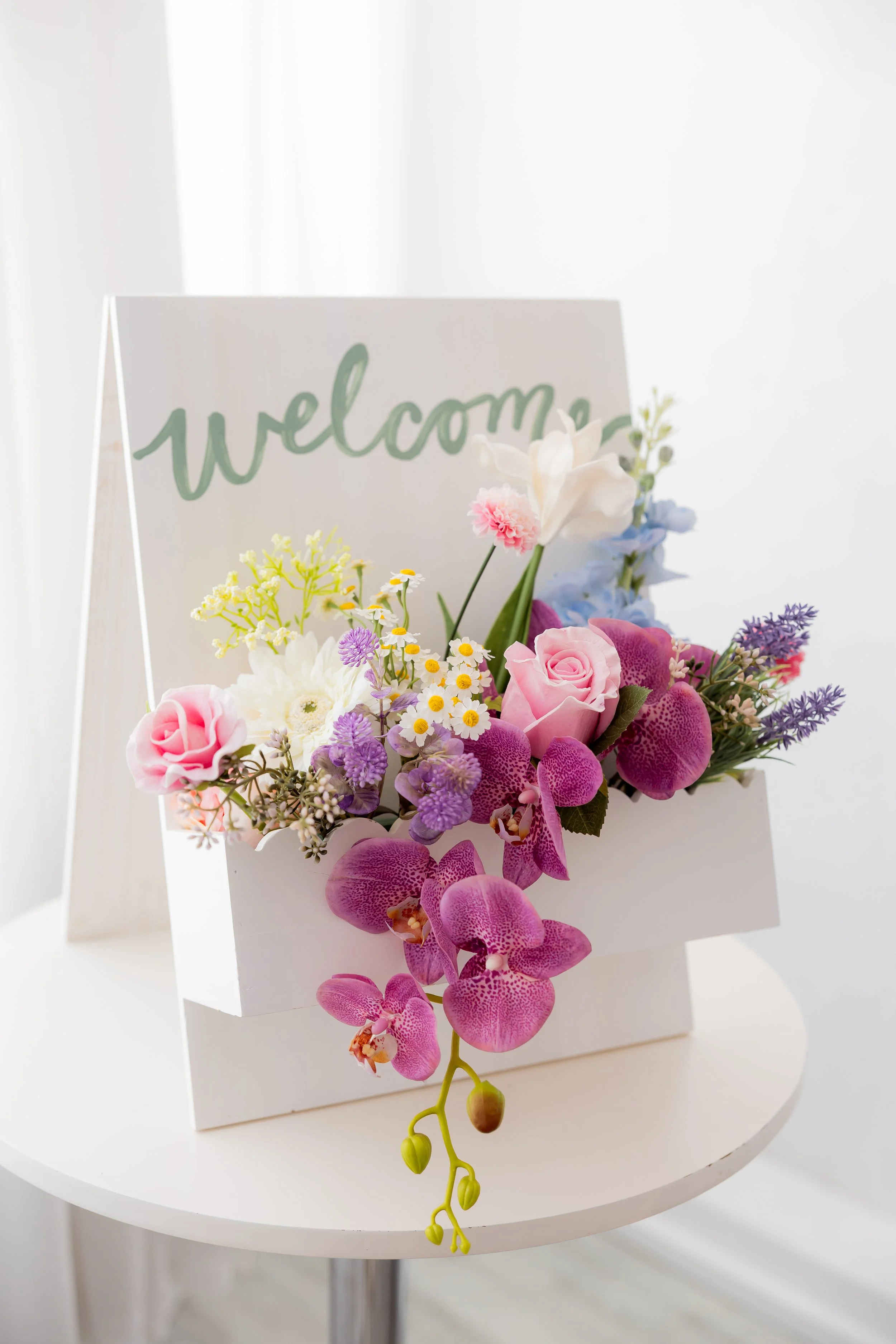 Welcome Signage with Real Touch Flowers