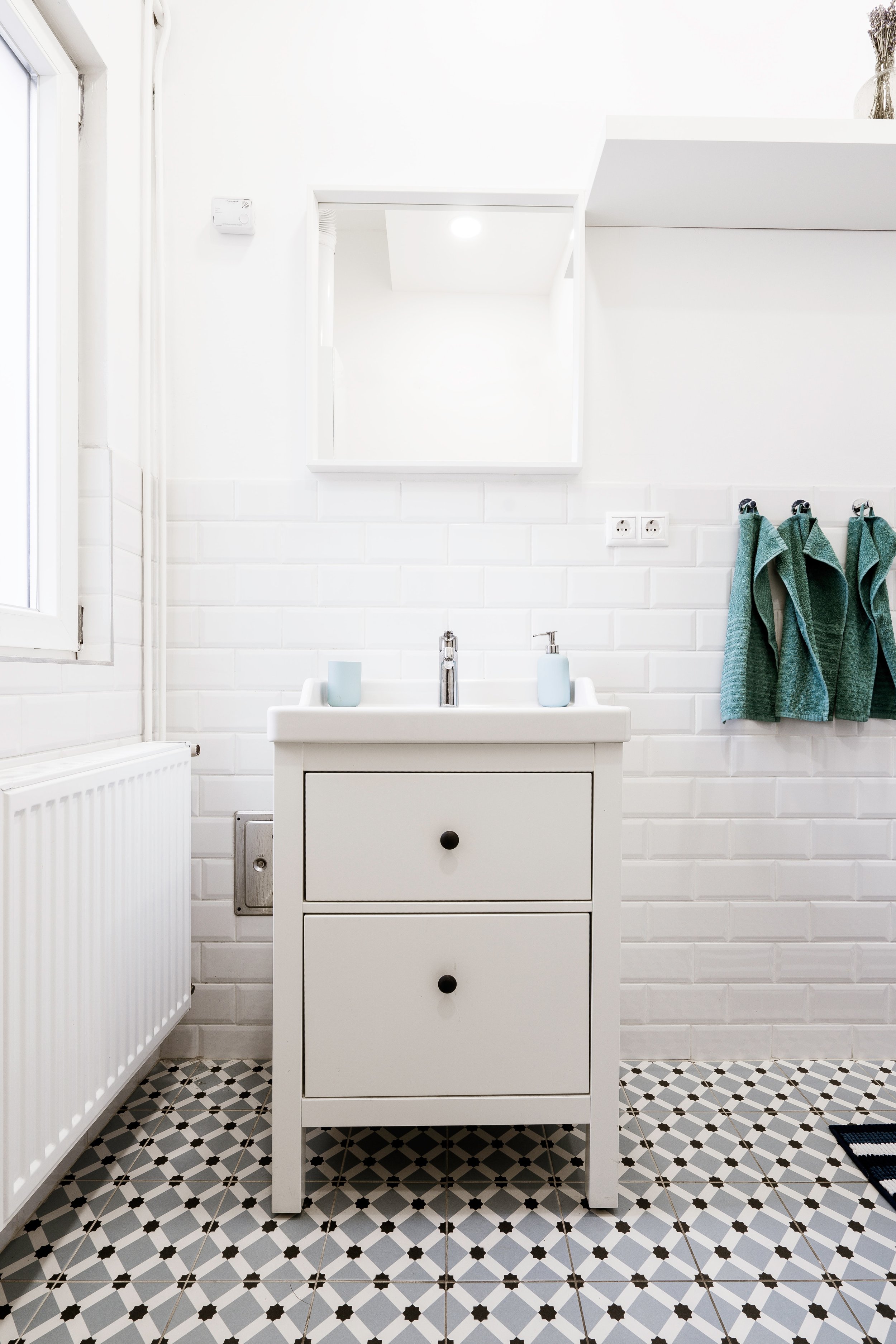 The Salty Broom doesn’t miss a spot, especially in the bathroom. We all want a clean bathroom. This image is of the vanity in a bathroom.