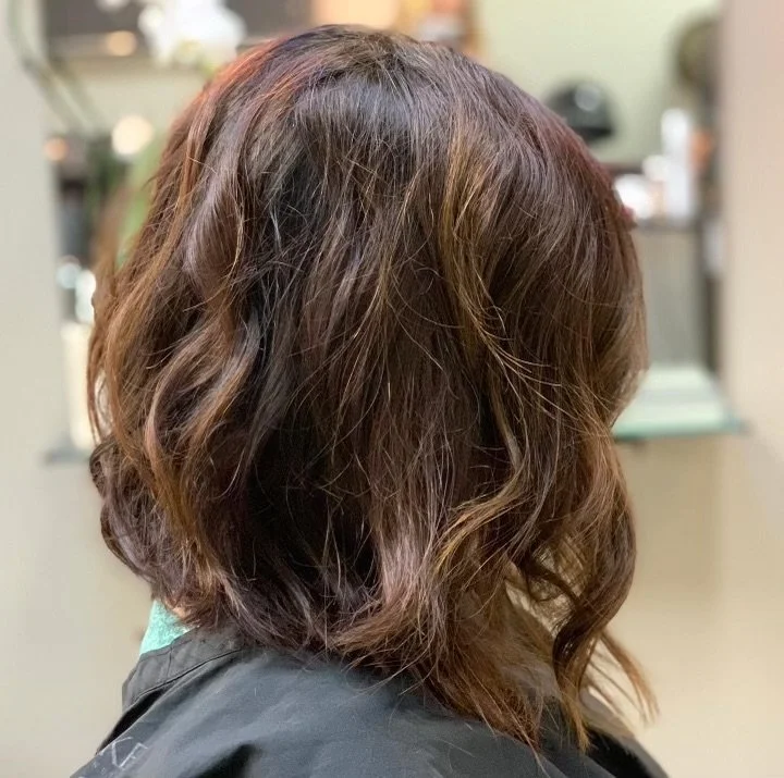 Brunette Textured Long Bob