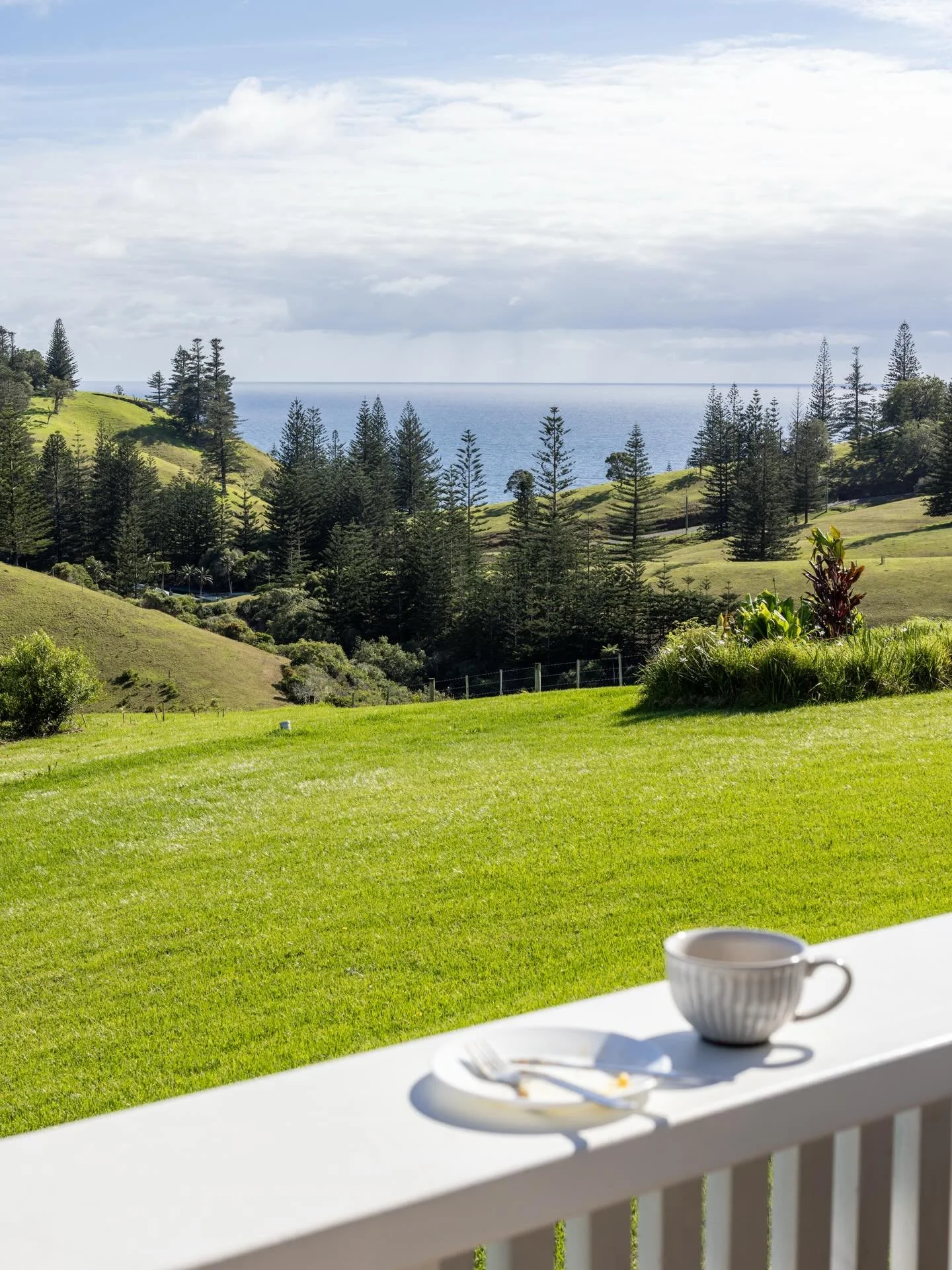 Breakfast, whale watching &amp; warm spring sunshine ☀️🐋 The best spot in the house to start the day.

The Ridge. Norfolk Island.