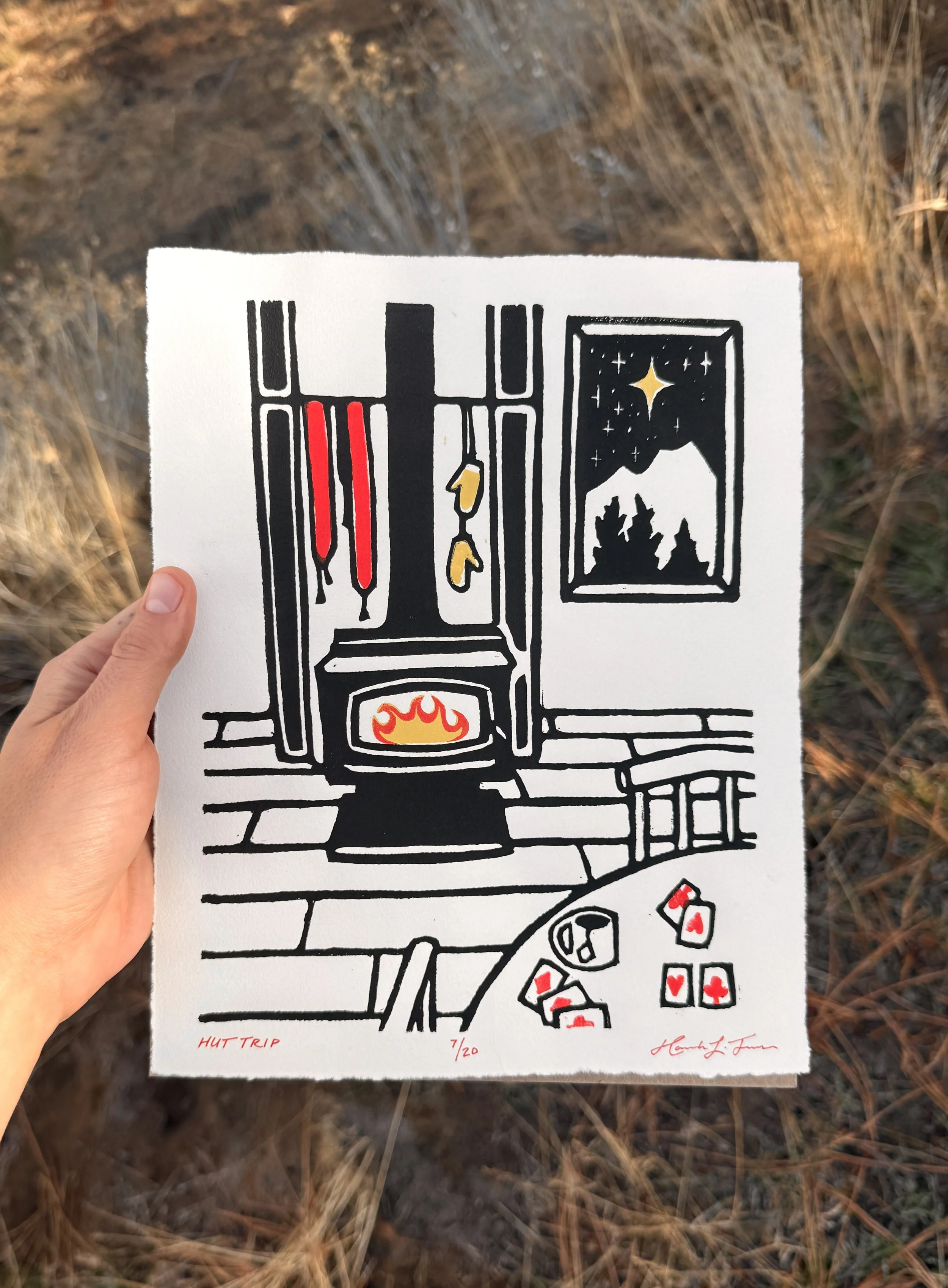 Hut Trip Block Print