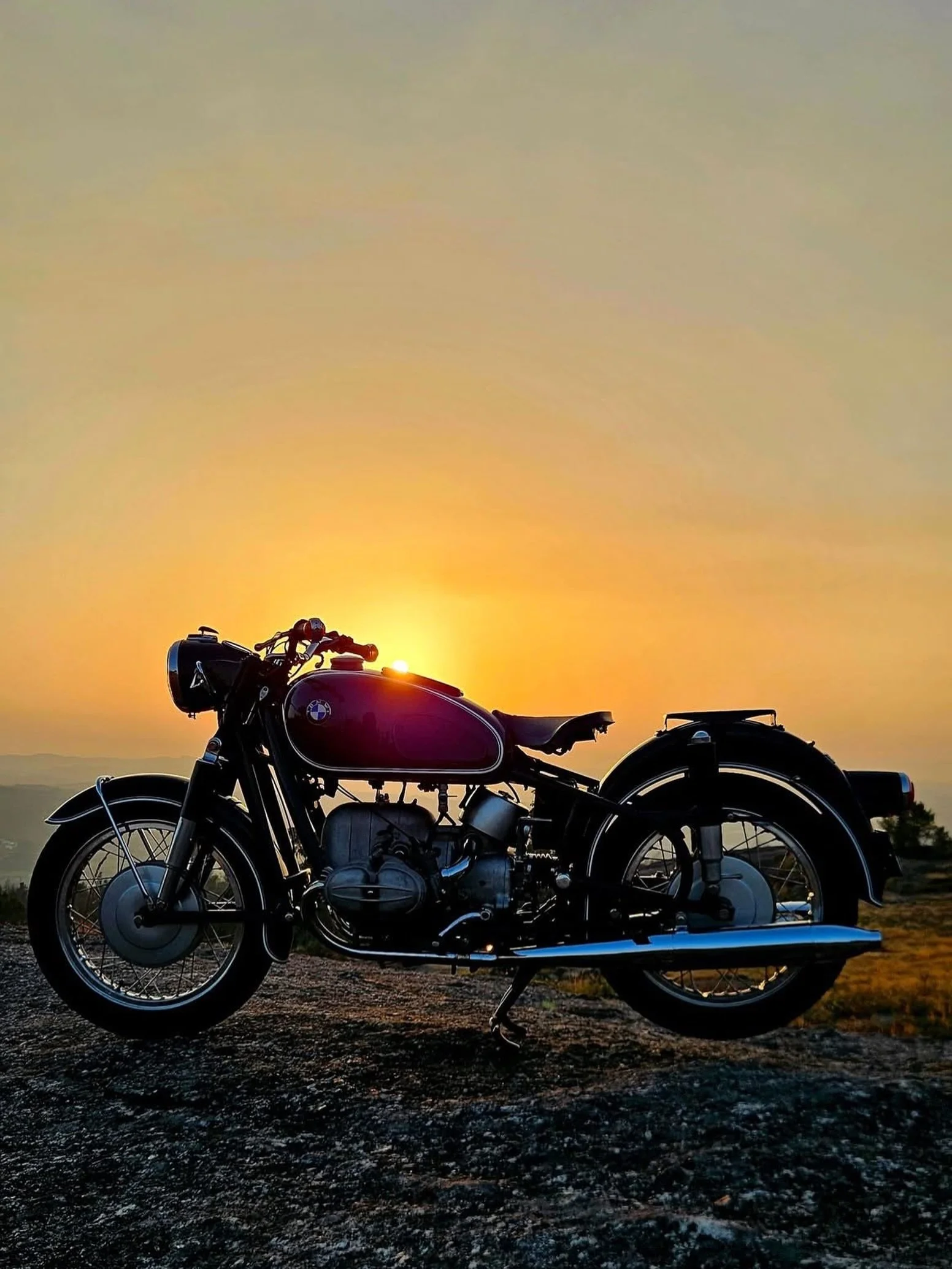 BMW R69S - last one for this series. Sun is going down and engine is cooling. 
#bmwmotorrad #bmw #motorcycle #classic #Airhead www.darkshadowgarage.com