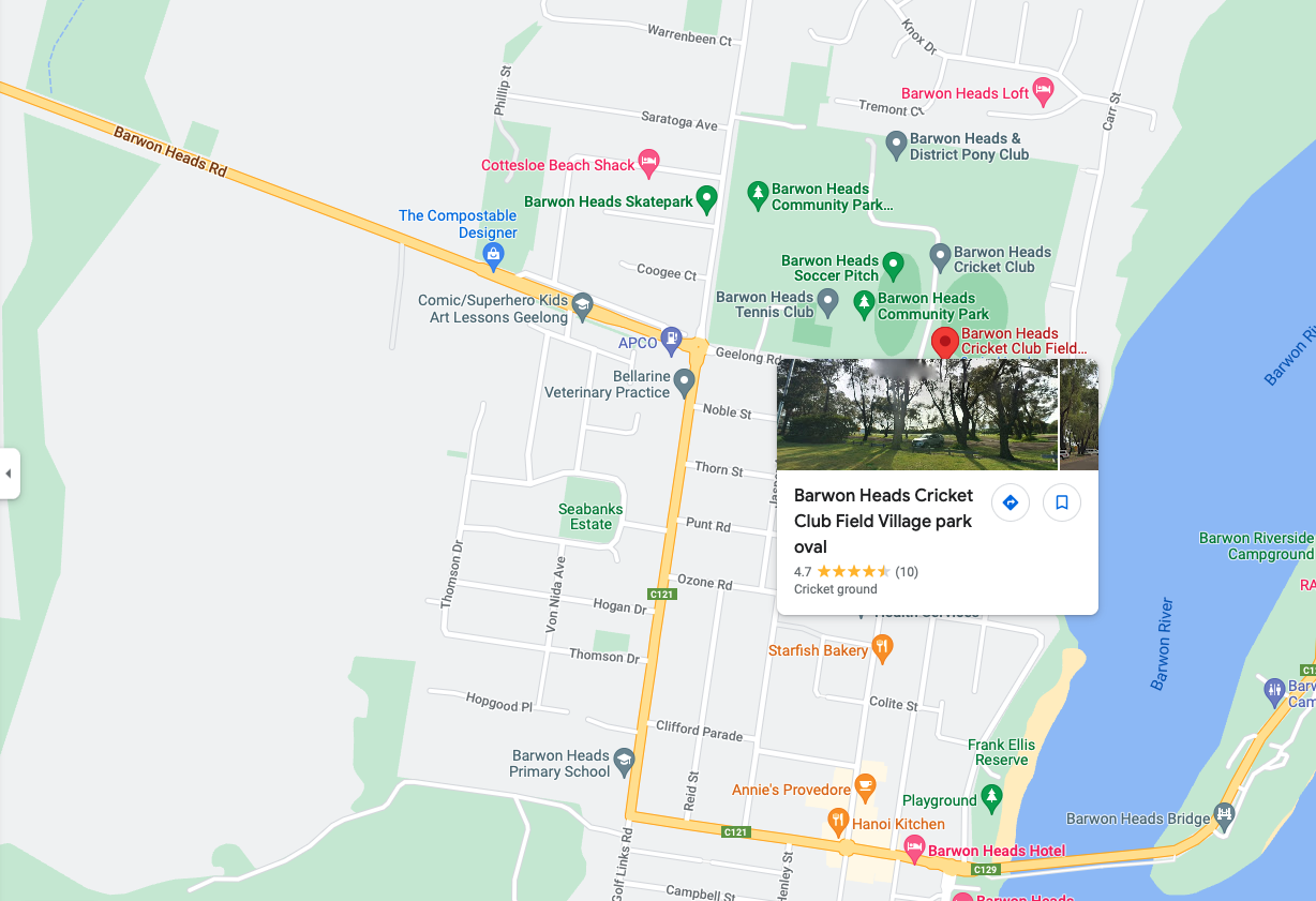 BHSC share club room facilities with the Barwon Heads Cricket Club. 