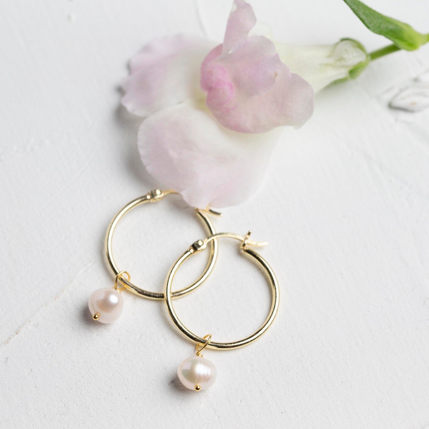 14ct Gold plated pearl hoops, classic, stunning, elegant the perfect earring for any occasion.