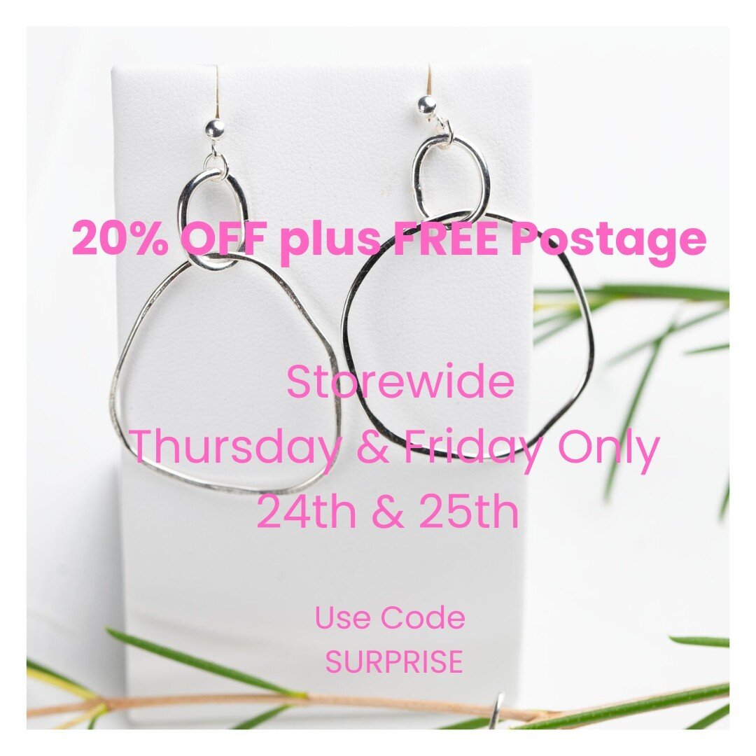 We are Offering you 20% Discount plus free postage for Two days only.  This is our GREEN Friday Sale :) - all our jewellery is handmade using recycled sterling silver, we are part of  Slow Fashion  and love that we are a small hand made in South Aust