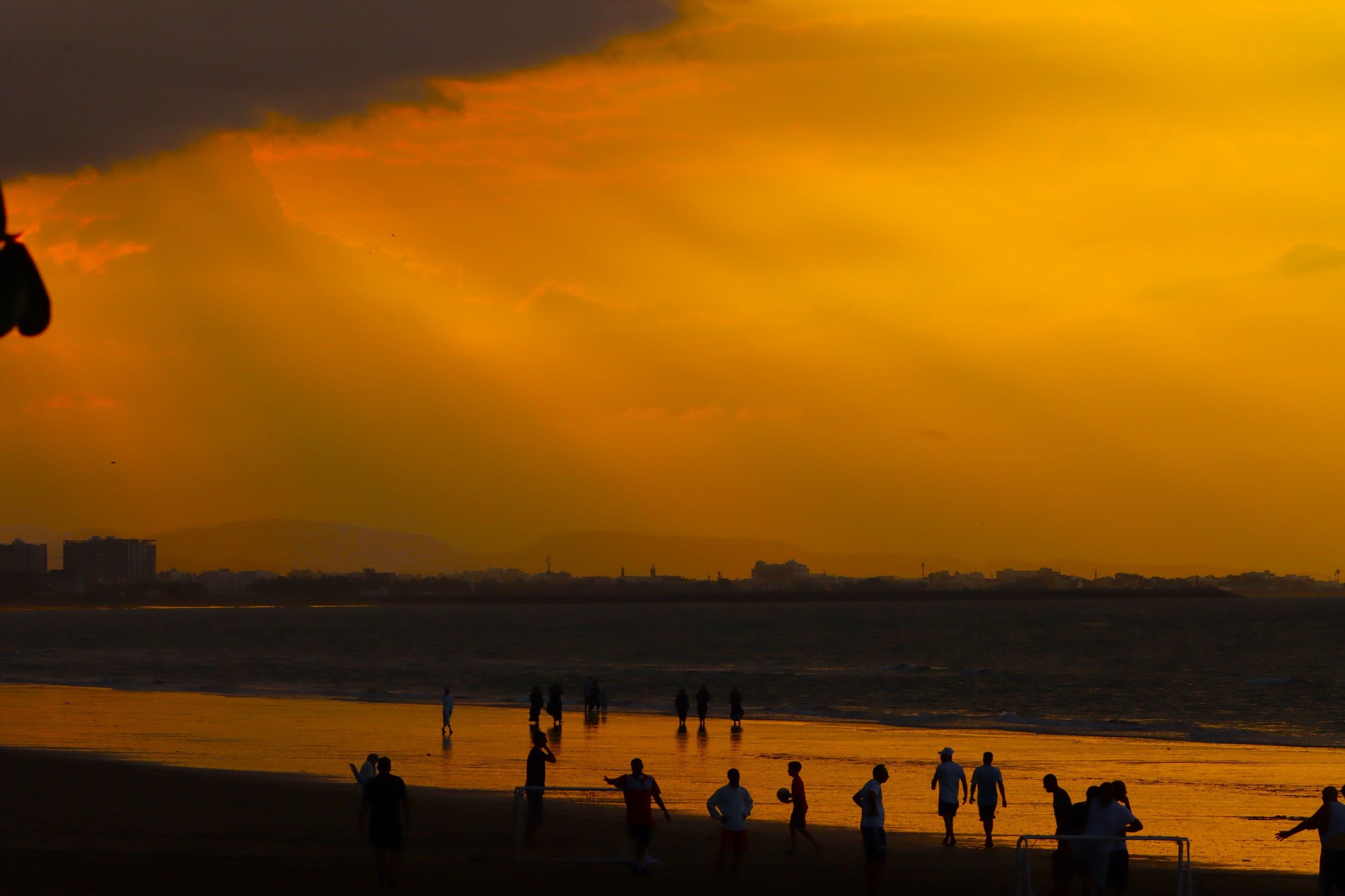 The calm after the storm. sunset of the storm over the beach of Qurum in Muscat City