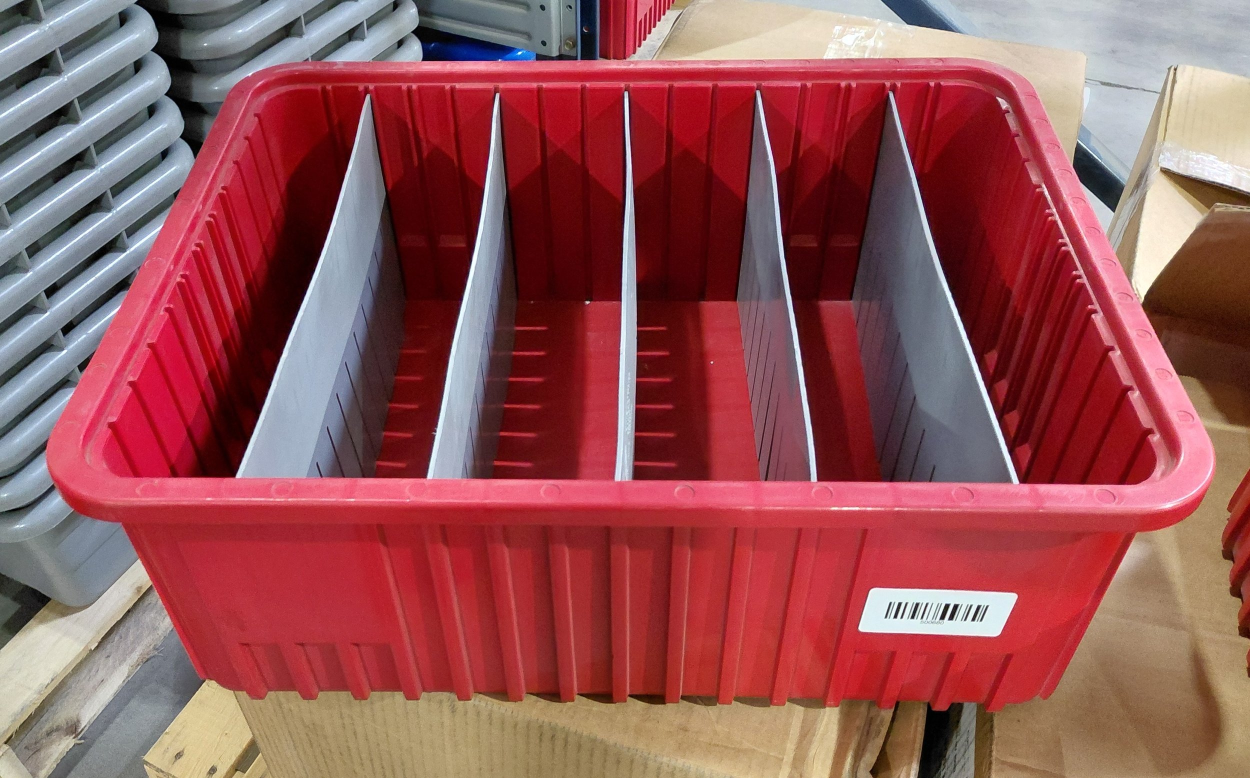 Divider Box Plastic Containers / Tote / Bin / Sorter Uline S-16978 - 20" x 15 x 8" 