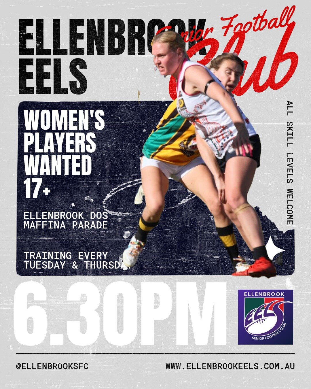 The Ellenbrook Eels are still recruiting for our Women's Team in 2024.

Playing in the WC3 this season, we will play against the likes of Swan Valley, Swan Athletic, Ballajura and Noranda. 

There are plenty of reasons to get involved:

🔹 Fitness &a