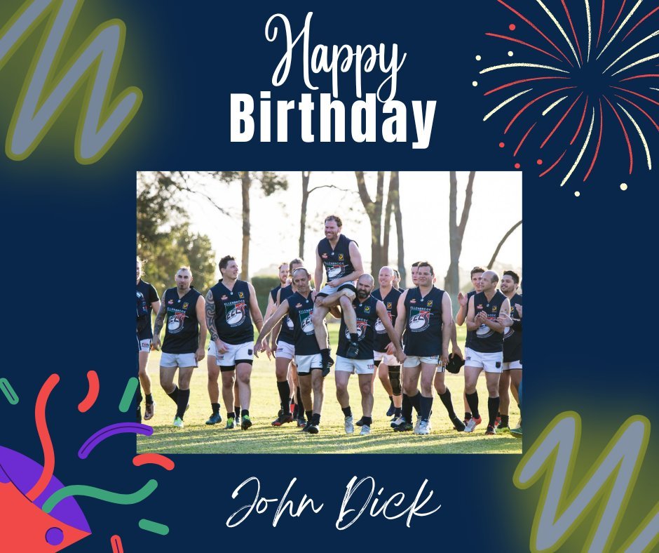 Happy Birthday to Life Member, John Dick. 

Premiership Player in 2011, Reserves Most Consistent in 2015, 240+ games and counting, and the Women's Favourite Runner, An all round great bloke and clubman. 

We hope you have a great day!