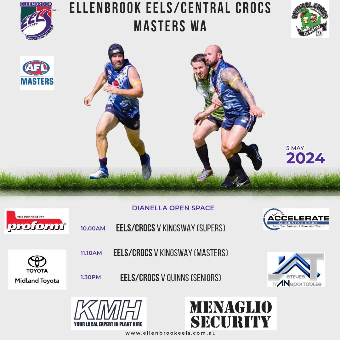 MASTERS FIXTURES

The Eels/Central Crocs Football Club - AFL Masters teams will be heading to Dianella for another round of AFL Masters Western Australia 

If you would like to get involved with Masters Footy, contact the club via Facebook, or speak 