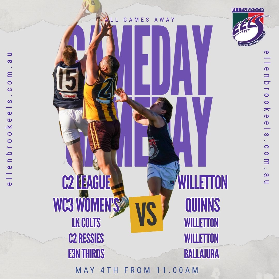 GET UP, IT'S GAME DAY

All games are on the road, so make sure you get out and support the team.

WC3 Women v Quinns at Ridgewood Reserve - 11.00AM
LK Colts v Willetton at Burrendah Reserve - 11.15AM
C2 Ressiesv v Willetton at Burrendah Reserve - 1.1
