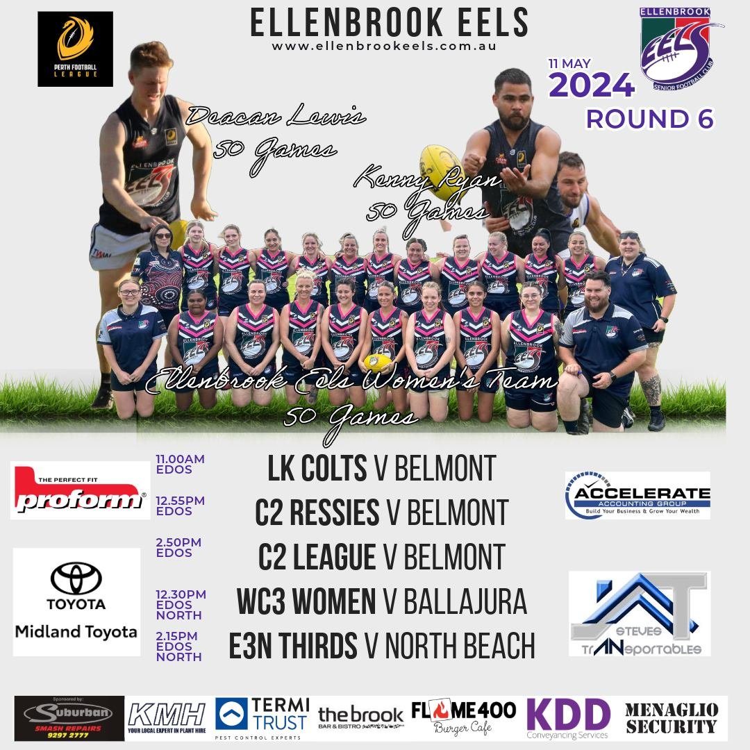ROUND 6 FIXTURE

SPONSORS ROUND - A big thank you to all of our sponsors for Season 2024. We hope to see you at the club and join us in the Team Penny - HKY Real Estate Can Bar for the games. 

MILESTONES: 

Deacan Lewis - 50 Games
Kenny Ryan - 50 Ga