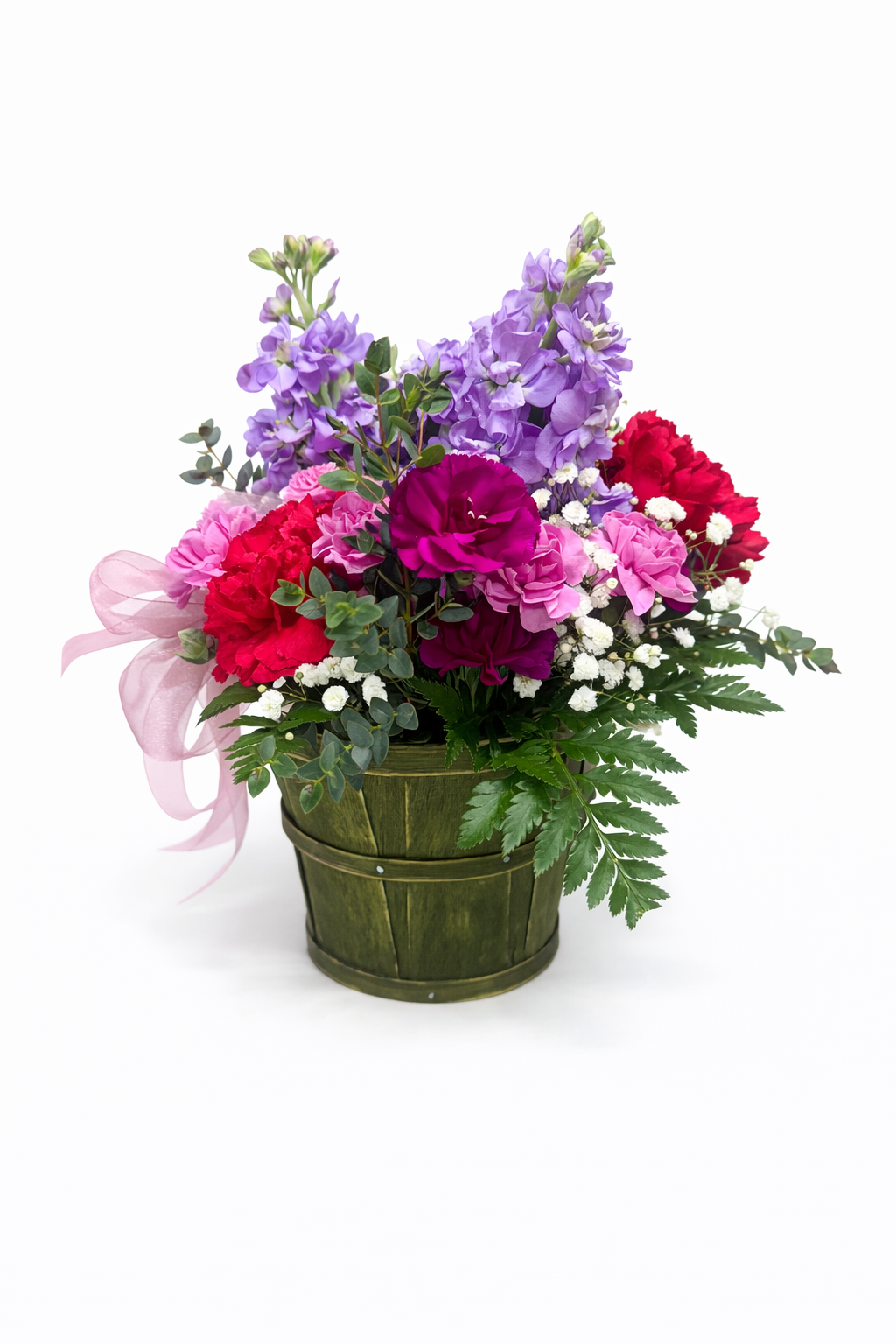 Rosy Ruffles Carnation Basket