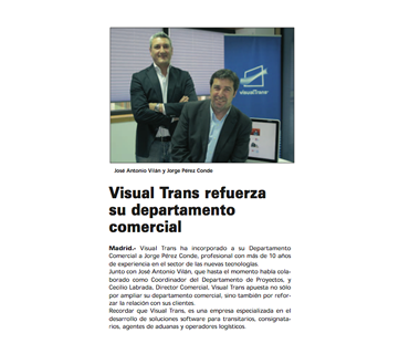 Visual Trans refuerza su Departamento Comercial