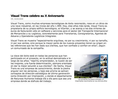 Visual Trans celebra su 10º aniversario