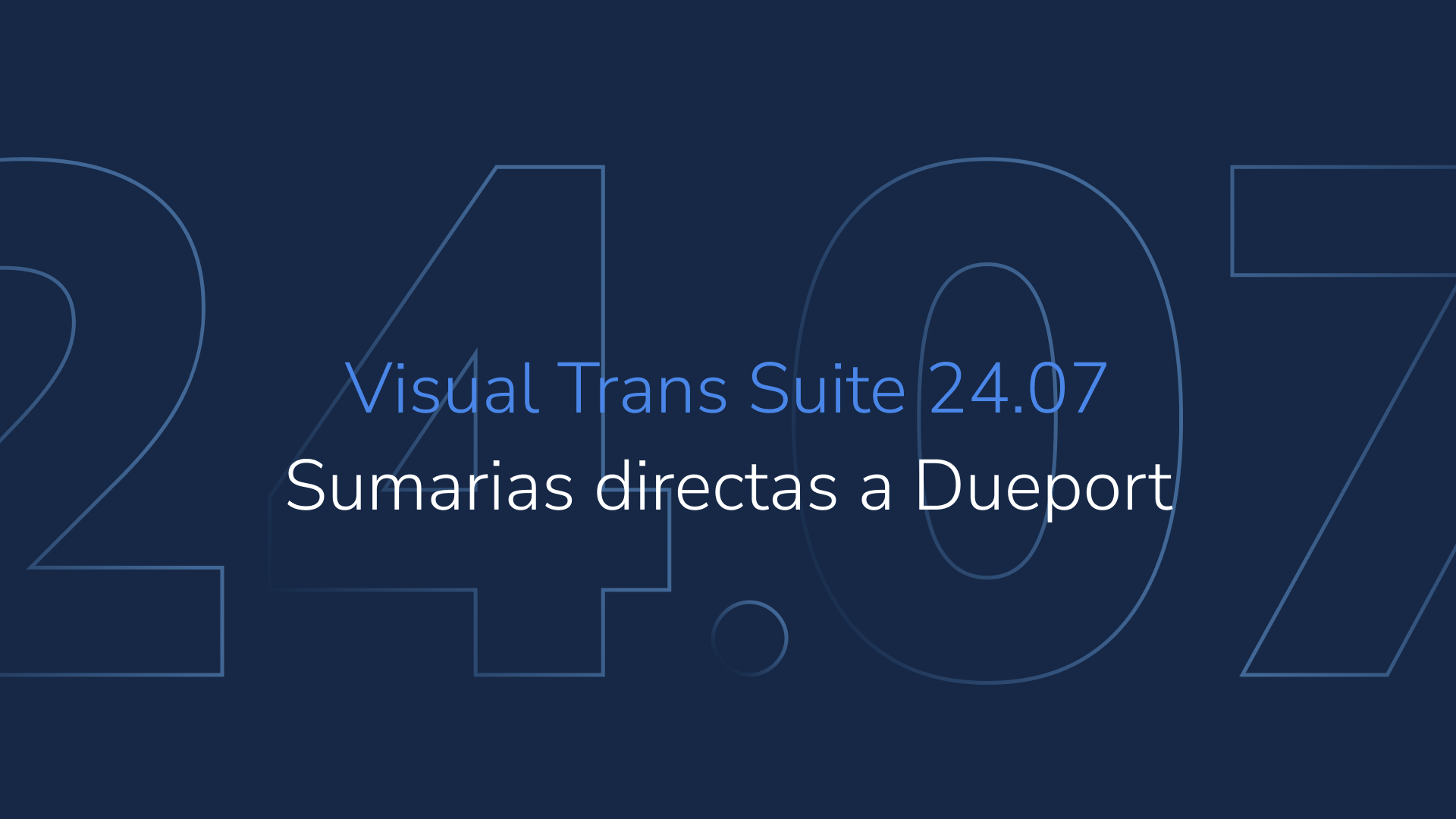 Visual Trans Suite 24.07: envía las declaraciones sumarias a Dueport sin intermediarios