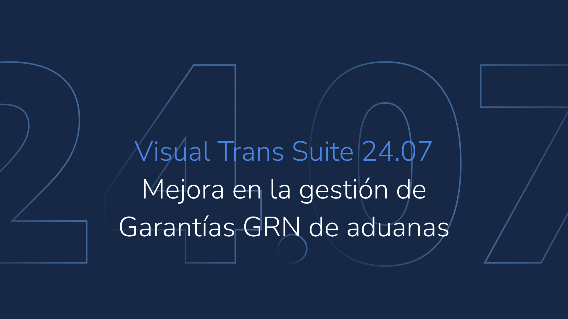 Visual Trans Suite 24.07: mejora en la gestión y visualización de garantías GRN de Aduanas