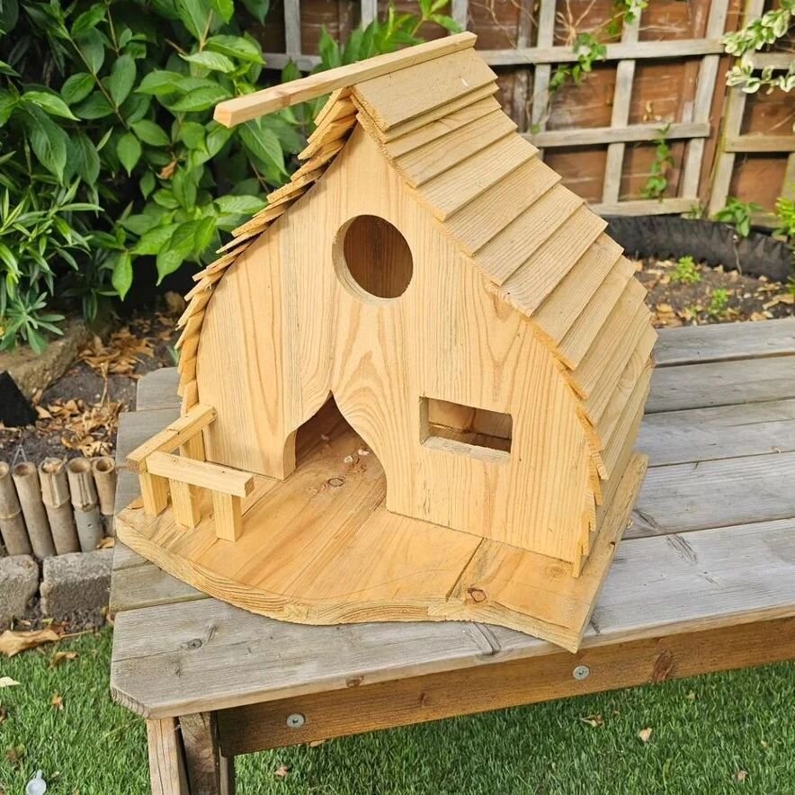 A stunning ornate birdhouse by @drb.london made from pallet wood for the #workshopbanterchallenge
