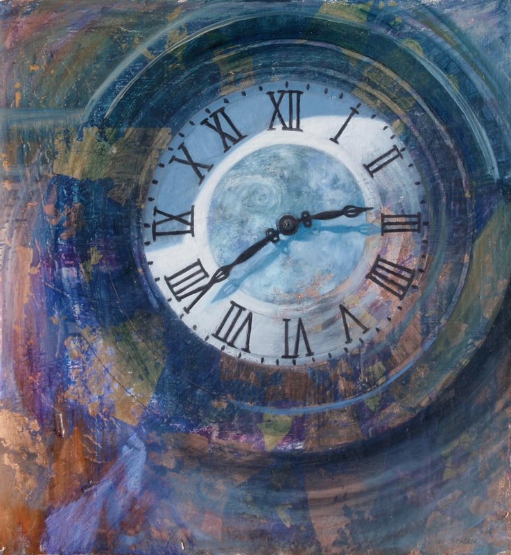 Global View Clock Opus III
16x14 oil with gold and copper leaf on panel
2003
