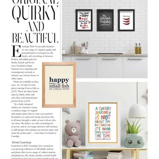 Delighted to have Enardepy featured in LIFE Magazine this month https://issuu.com/fishmedia/docs/life_mags_london_north_dec23 ❤️ Check out our entire range at enardepy.co.uk! #lifemagazine #enardepy #gifts #prints #frames #makeyourwallssmile