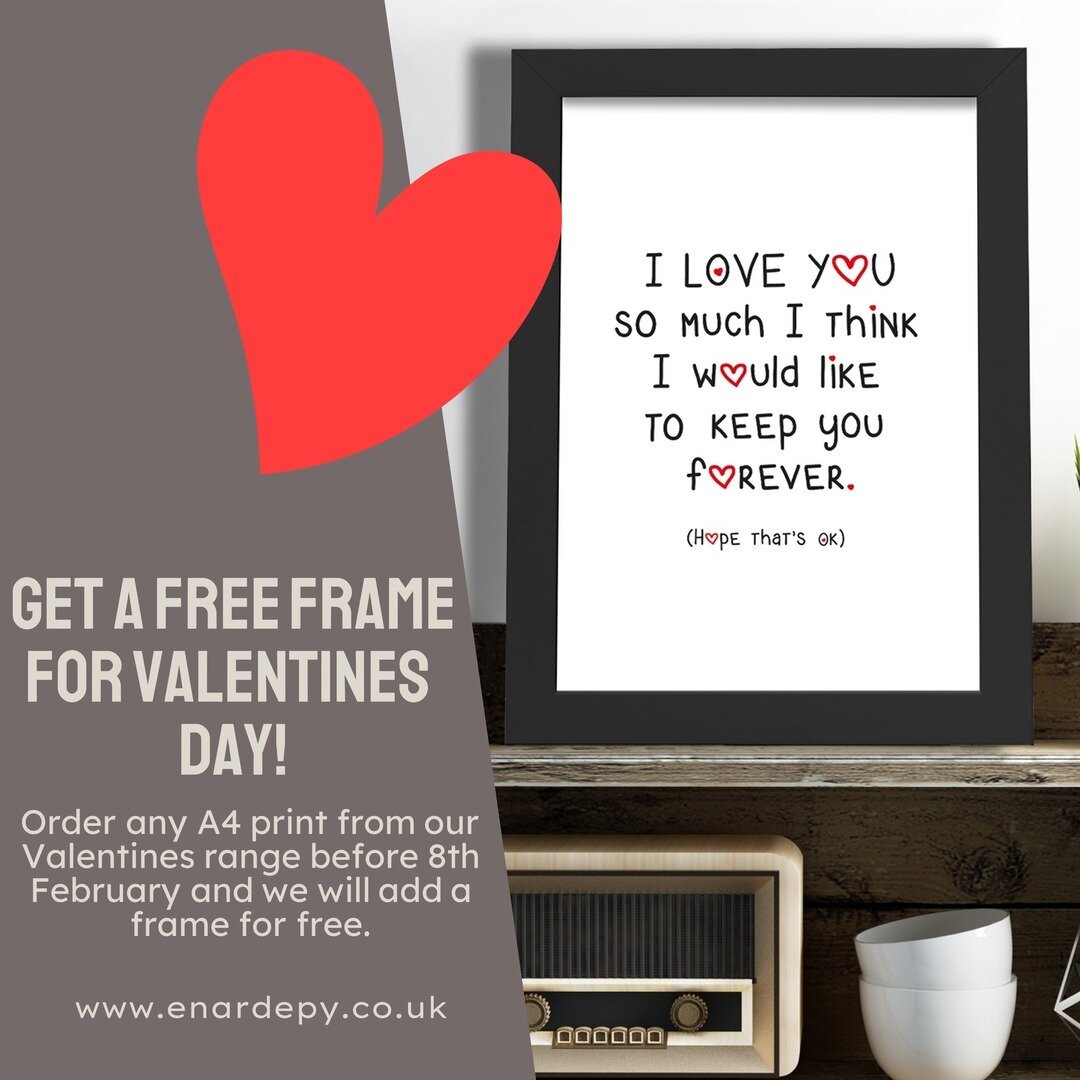 Love is definitely in the air with our free frame offer ❤️ #valentines #valentinesday #14th #february #freeframe #freeframeoffer #love #gifts #giftsforhim #giftsforher #enardepy #prints #frames ❤️ Shop now at enardepy.co.uk ❤️