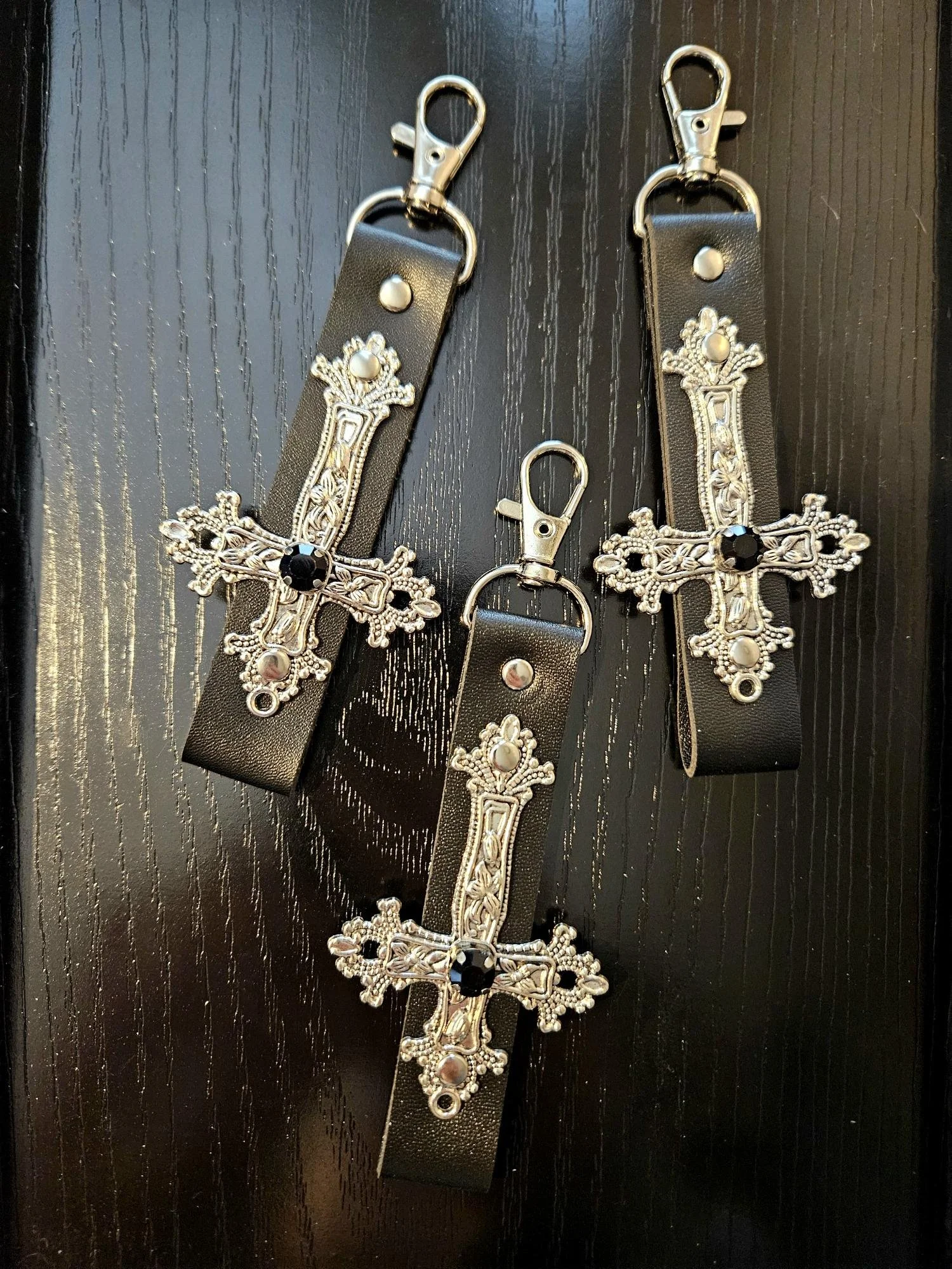 Cross keyring / bag charm - BLACK