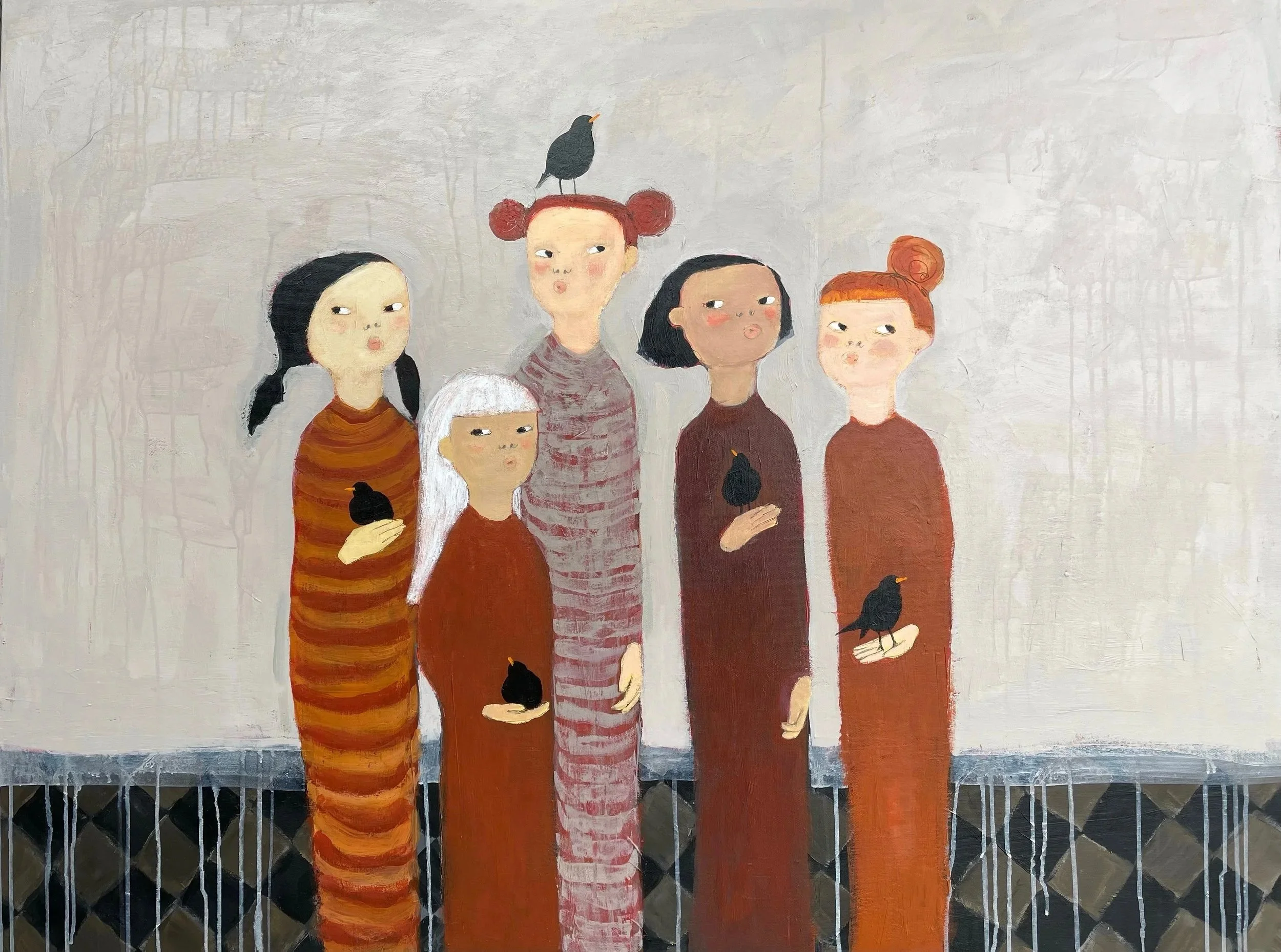 "Tätt ihop" Akryl på duk 100x130 