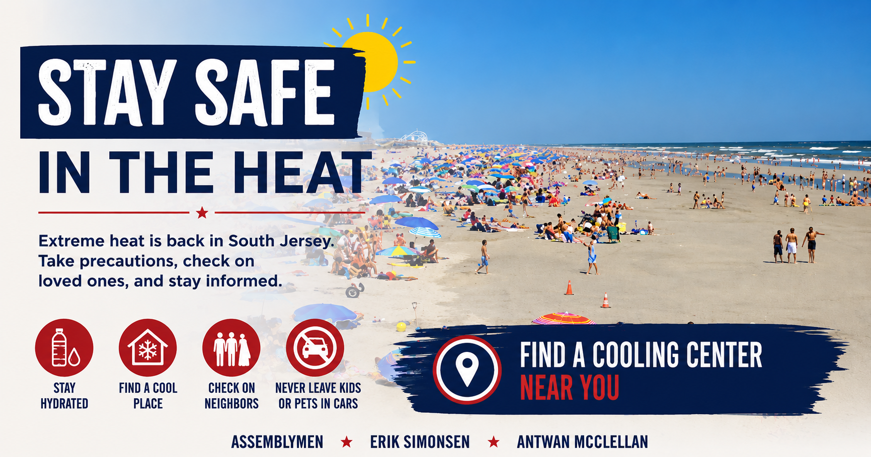 Assemblymen Simonsen and McClellan Urge Residents to Prepare as Extreme Heat Returns to South Jersey
