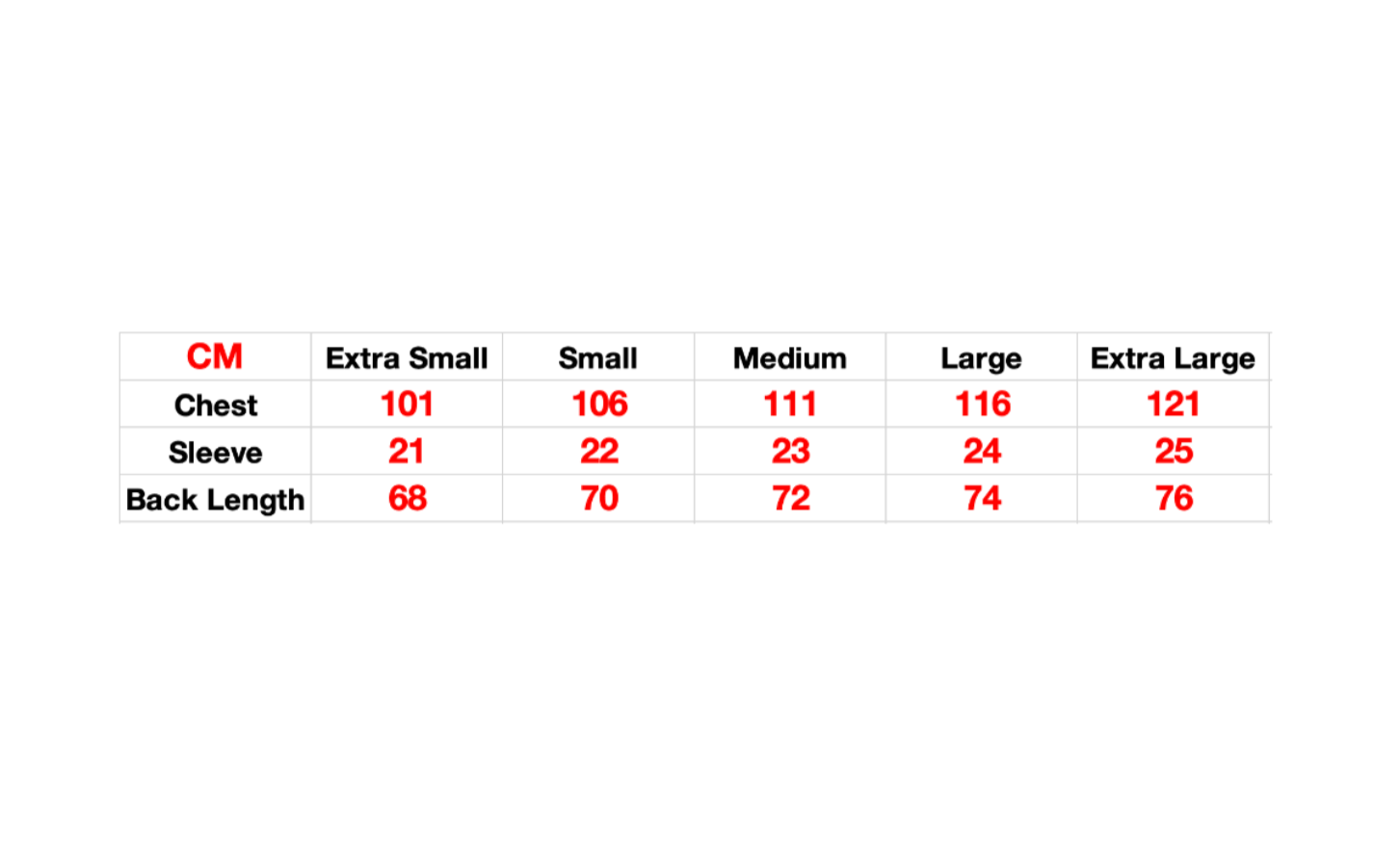 T-Shirt Size Guide