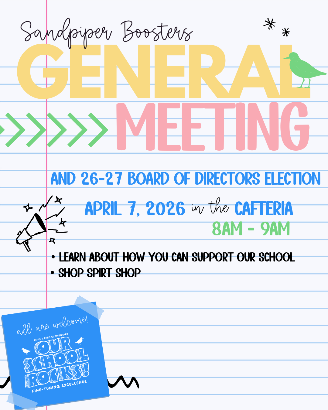 Sandpiper Boosters General Meeting and 26-27 Election