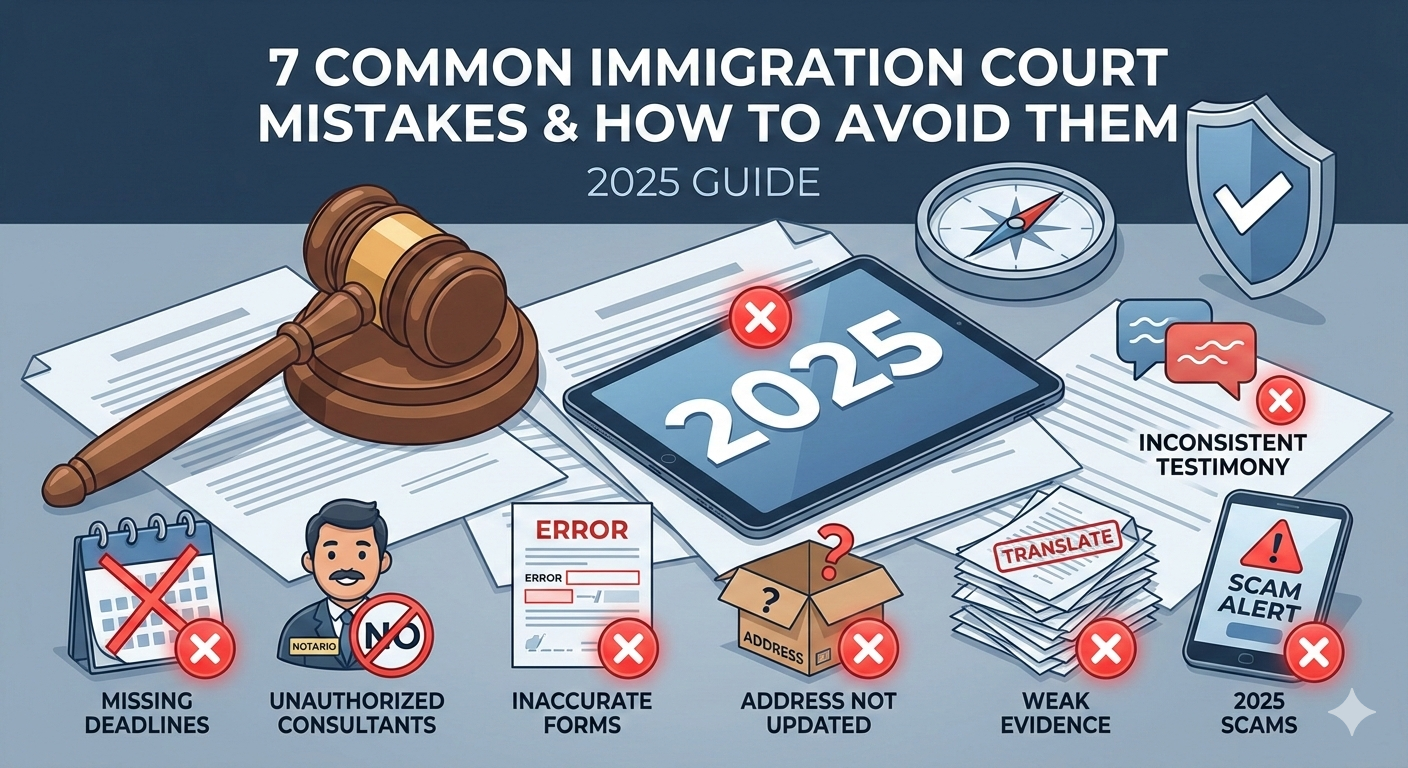 Os 7 erros mais comuns no Tribunal de Imigração - e como evitá-los (Guia 2025)