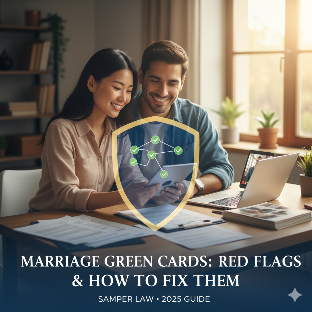 Green Cards de casamento em 2025: Sinais de alerta que o USCIS procura e como corrigi-los antes que se tornem um problema