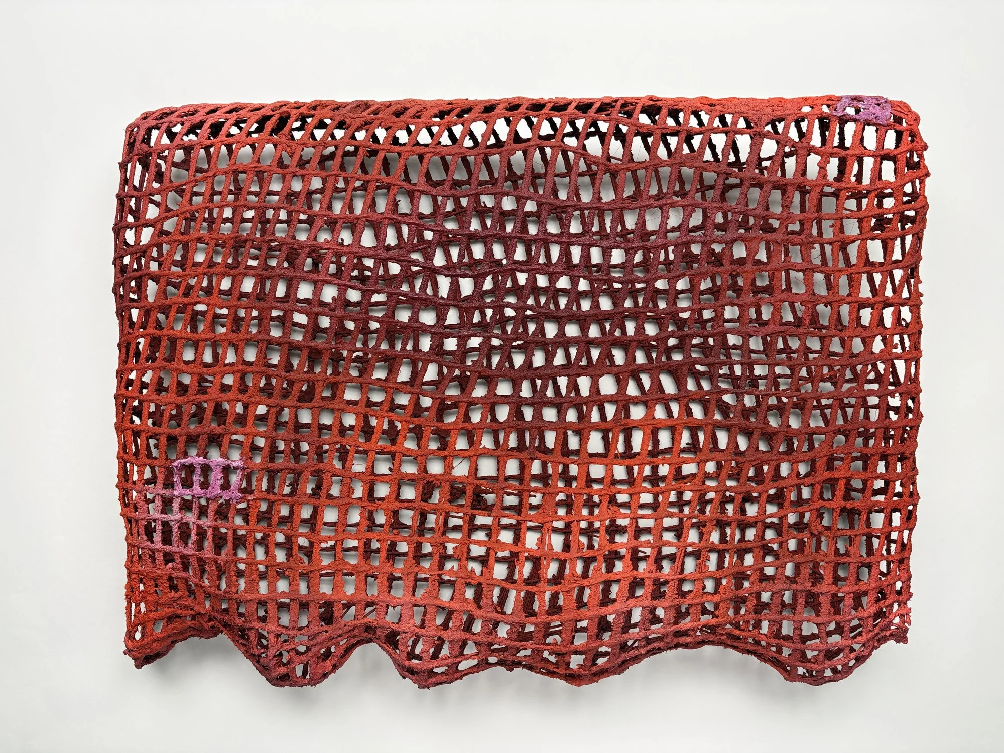 Sarita Westrup,
Basket / Gate (citrus), 2026
reed, mortar, paint, fiber paste, cochineal ink
19 x 25½ x 3½ in.
SOLD