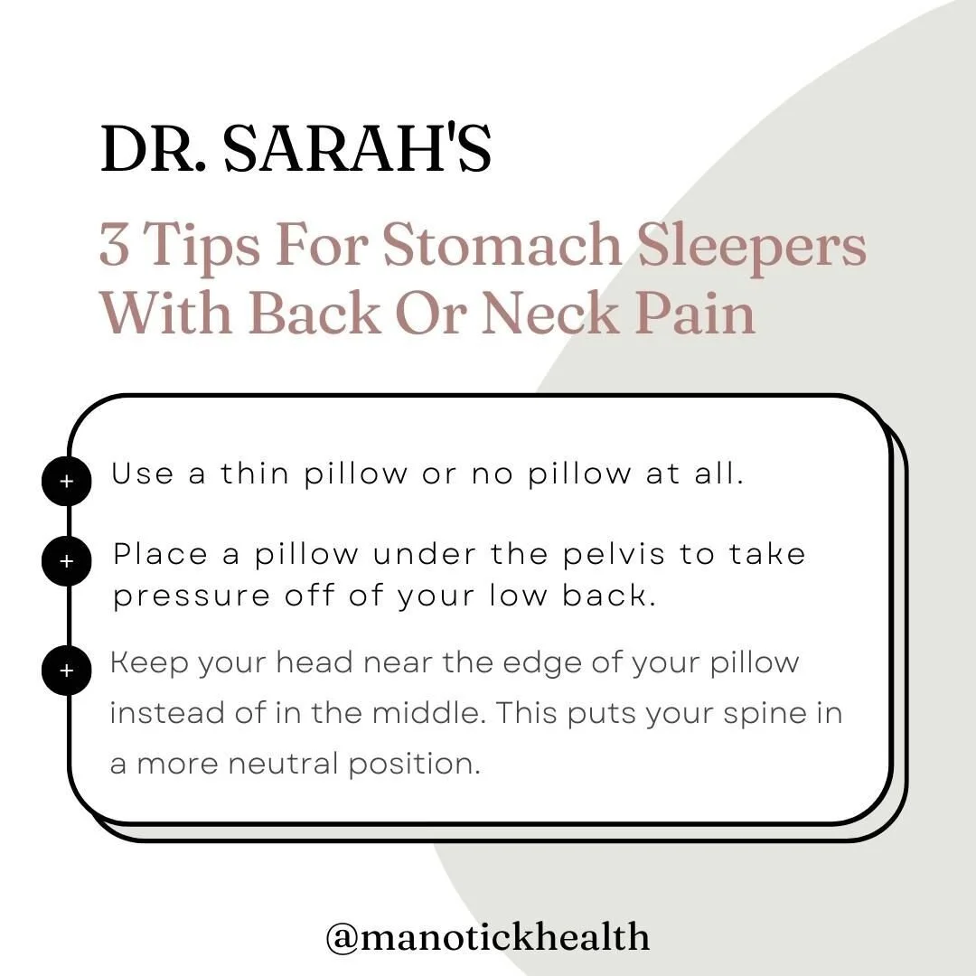 Dr. Sarah shares here 3 tips on how to have less neck or back pain for stomach sleepers 😴

#sleep #chirotips #chiroottawa #chiromanotick