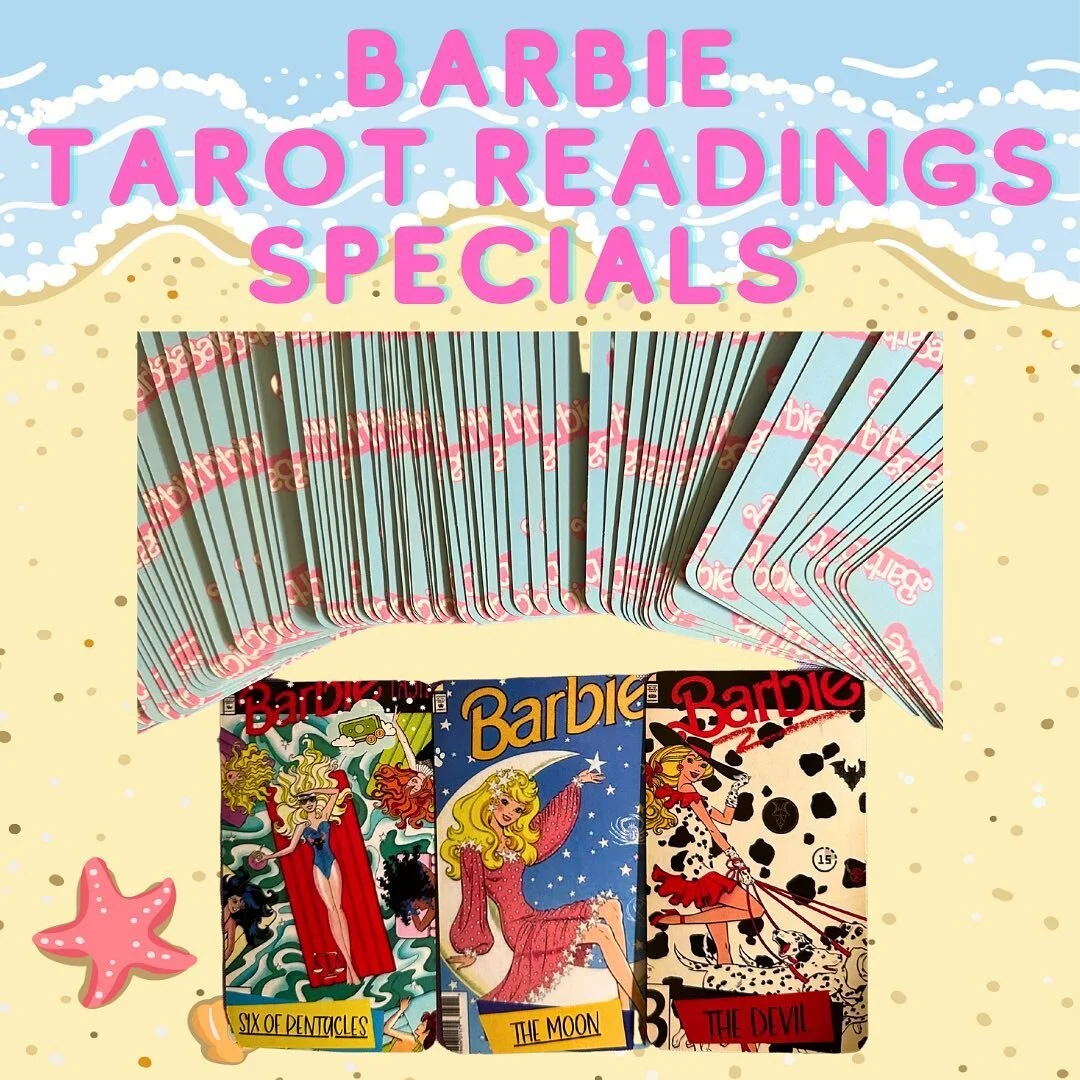 It&rsquo;s July! 

That means it&rsquo;s time for all things Barbie! 

I have  Barbie deck and I&rsquo;ll read your tarot using it. Need a tarot reading? 

Link in Bio!