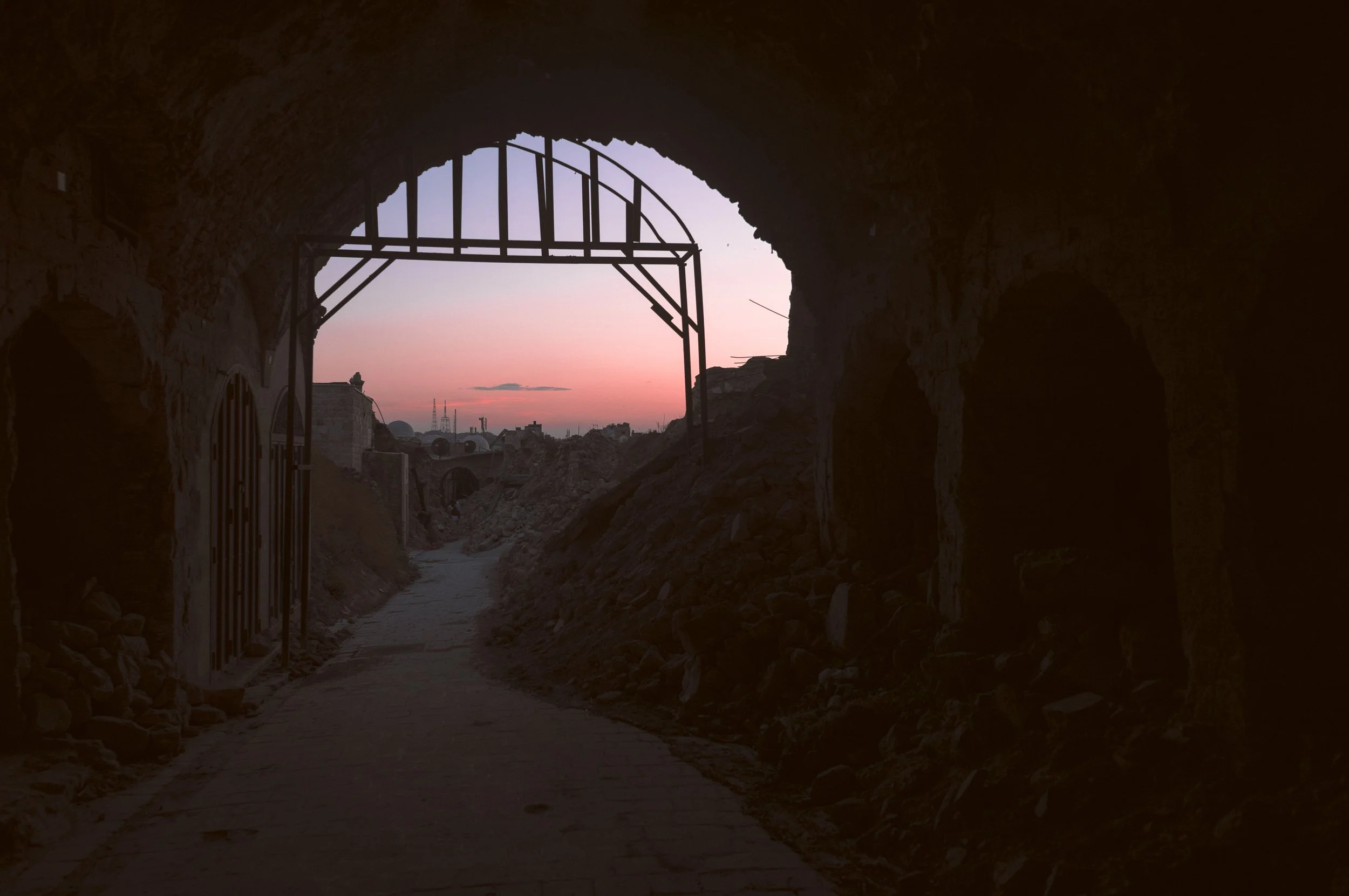 Once a major Silk Road marketplace, Souq al-Madina has been scarred by fire and years of bombing. The February earthquake caused further damage to the historic site.