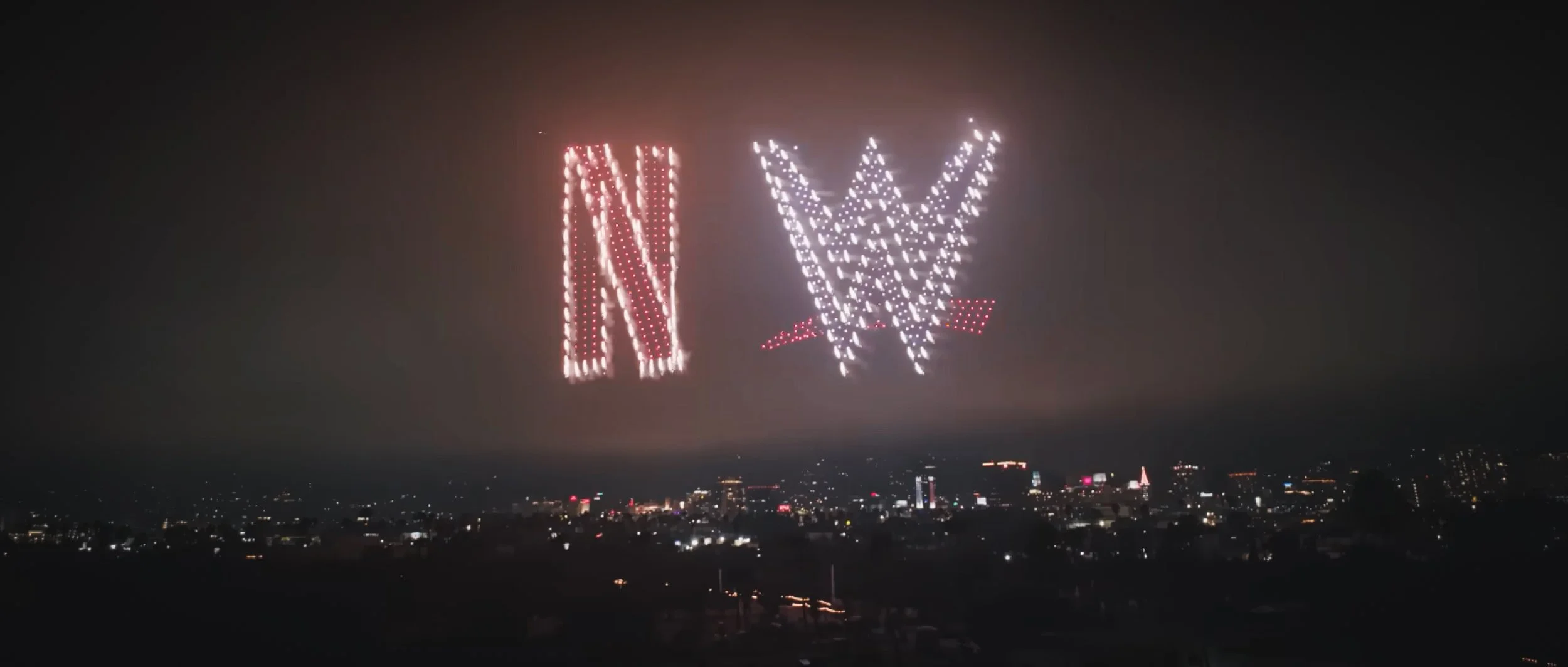 Aerial view of WWE and netflix drone show  for Netflix project captured from a drone