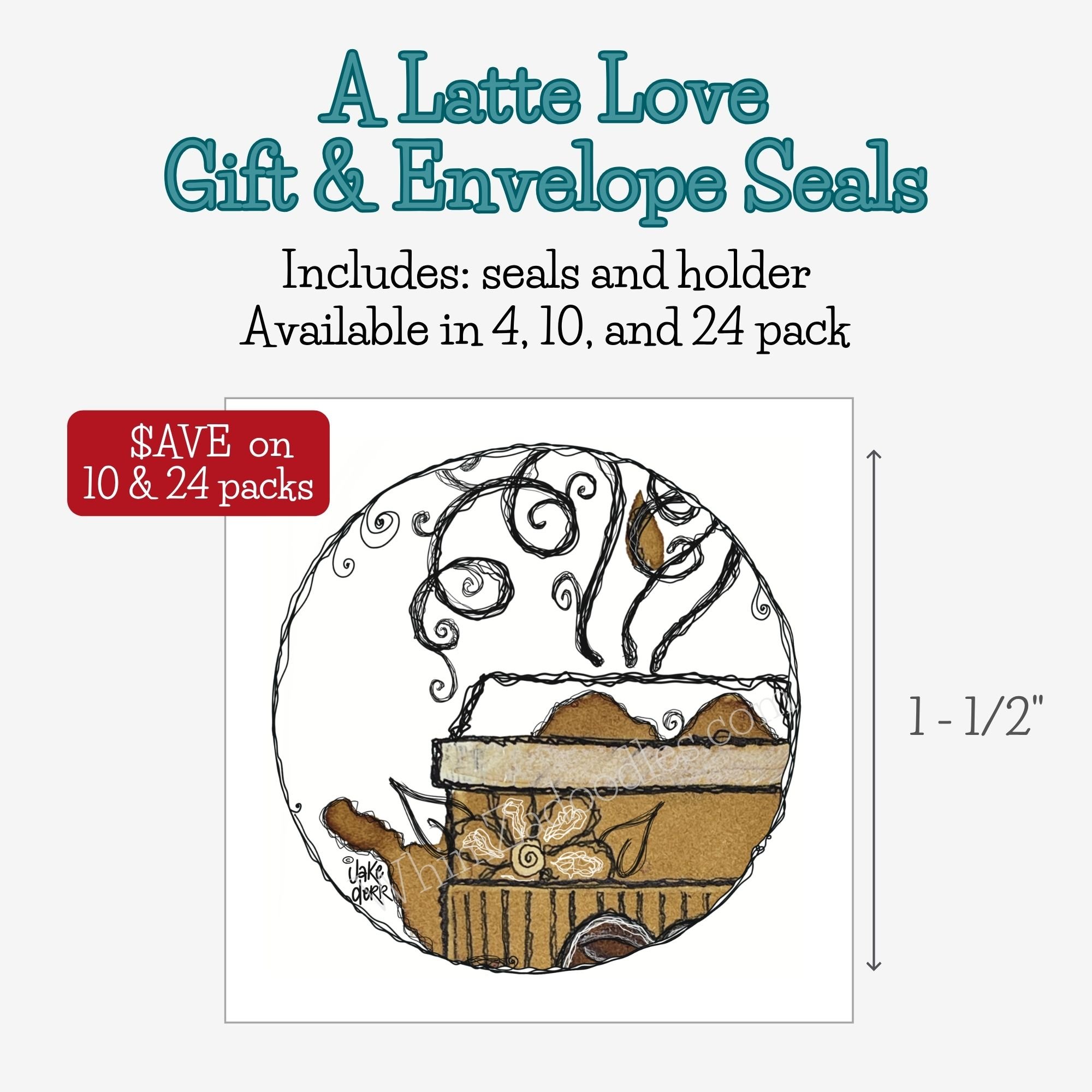 Coordinating coffee-themed envelope and gift seal adding a cheerful finishing touch to happy mail, thoughtful gifts, and handwritten notes.