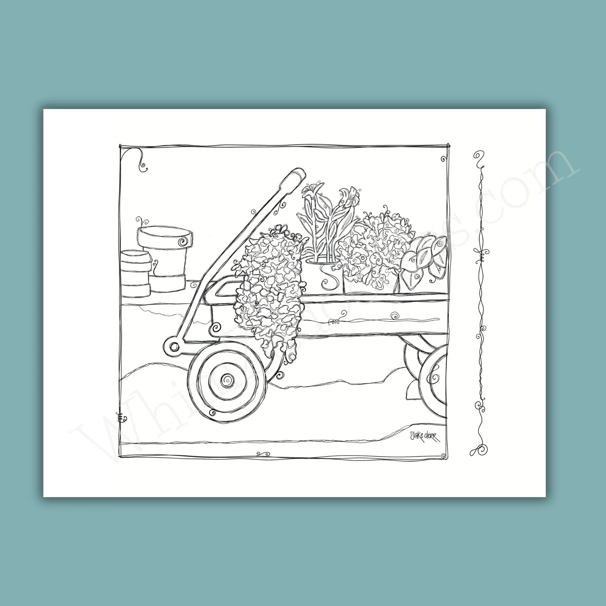 New Season collection features a child's wagon filled with potted plants, designed as color-your-own cards, envelopes, and seals for creative encouragement and meaningful connection.