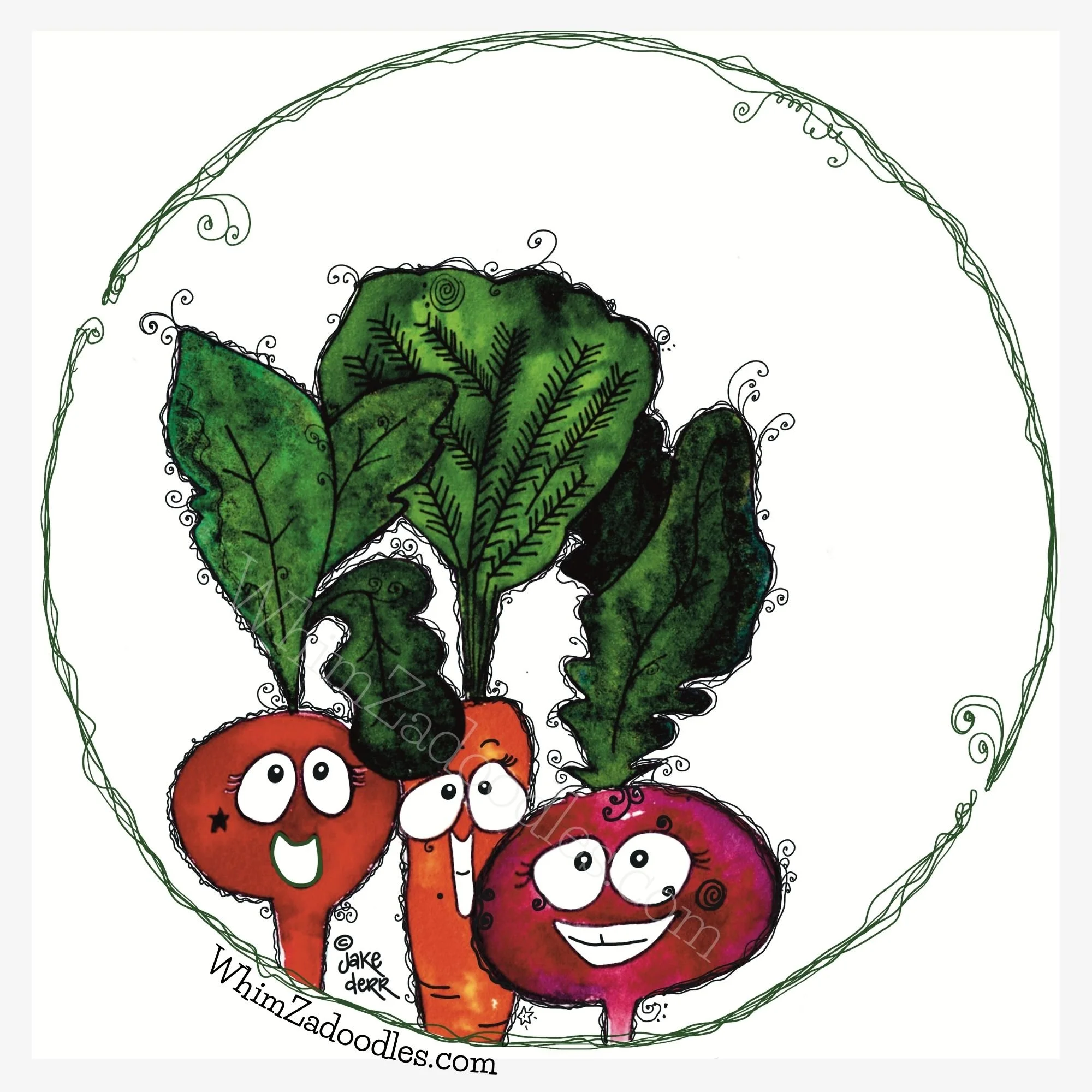 watercolor beet carrot and radish trio with rooting for you phrase on illustrated drink coaster