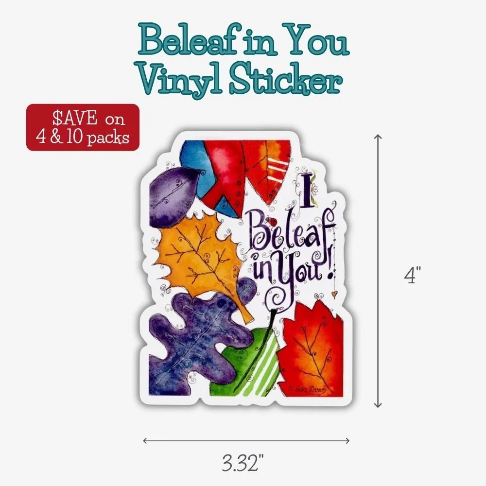 Four-inch waterproof vinyl sticker with the Beleaf in Yourself watercolor houseplant illustration that adds a daily reminder of confidence, growth, and positivity.