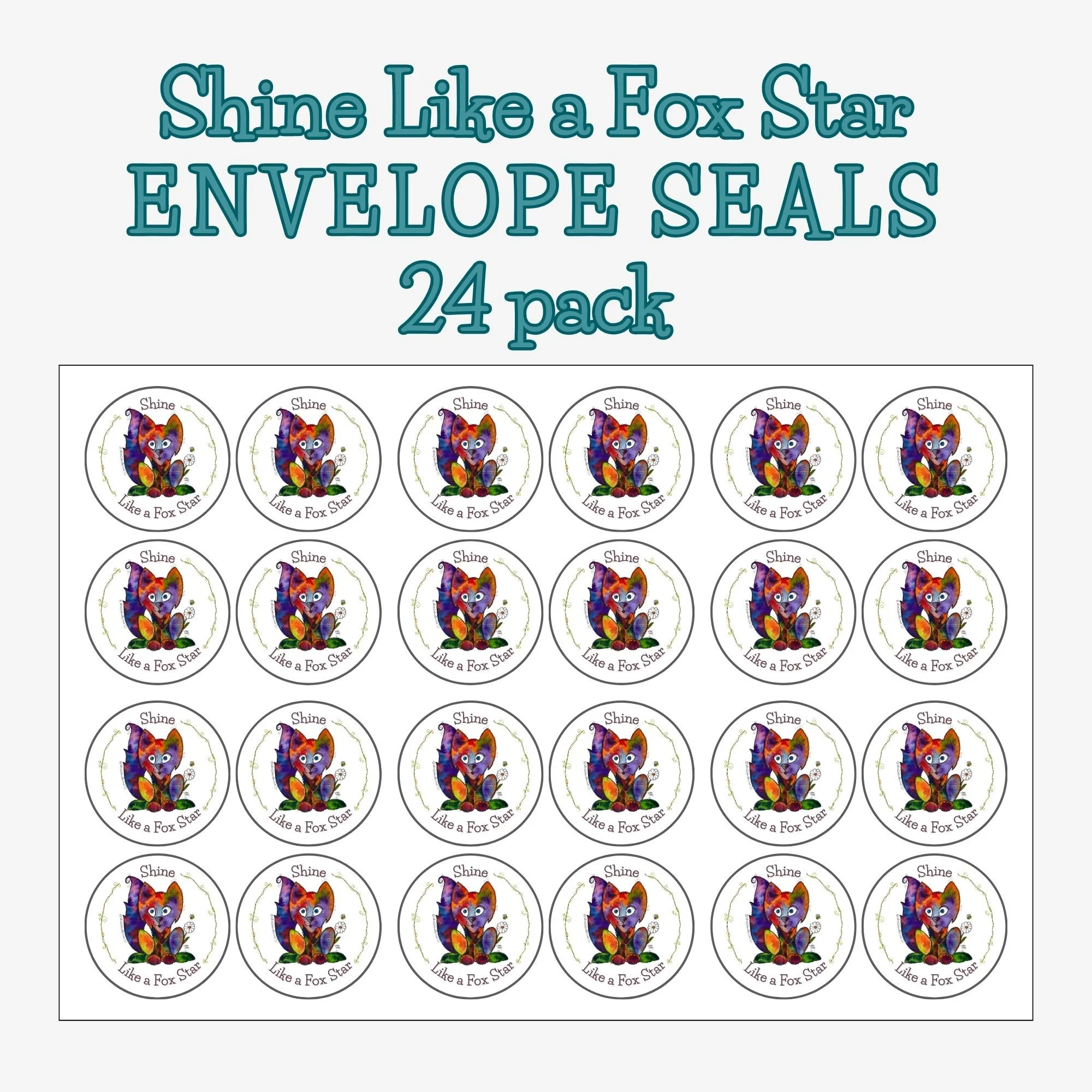 Shine Like a Fox Star, envelope seals, 24-pack
