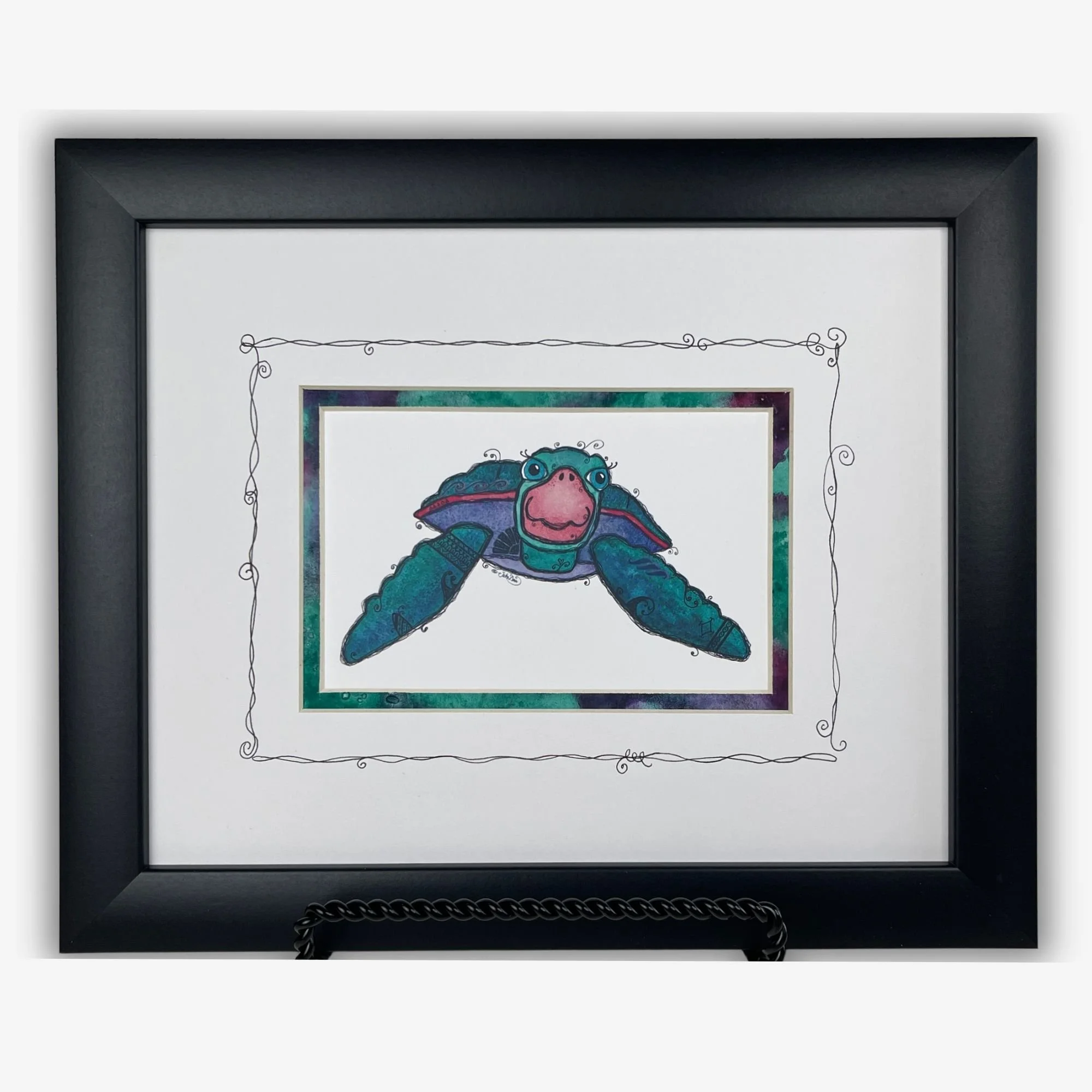 SEAMORE the SEA TURTLE - Matted + Framed Art Print