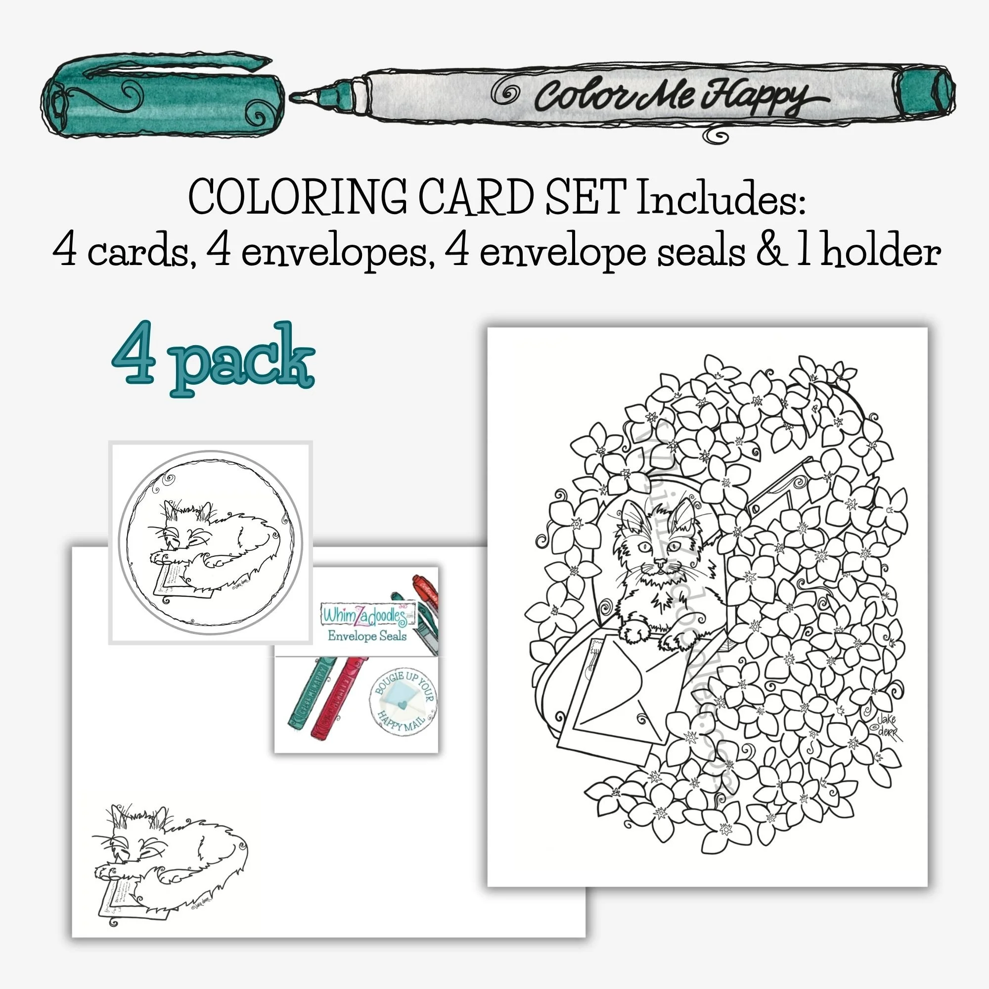 four circular kitten envelope seals for decorating happy mail