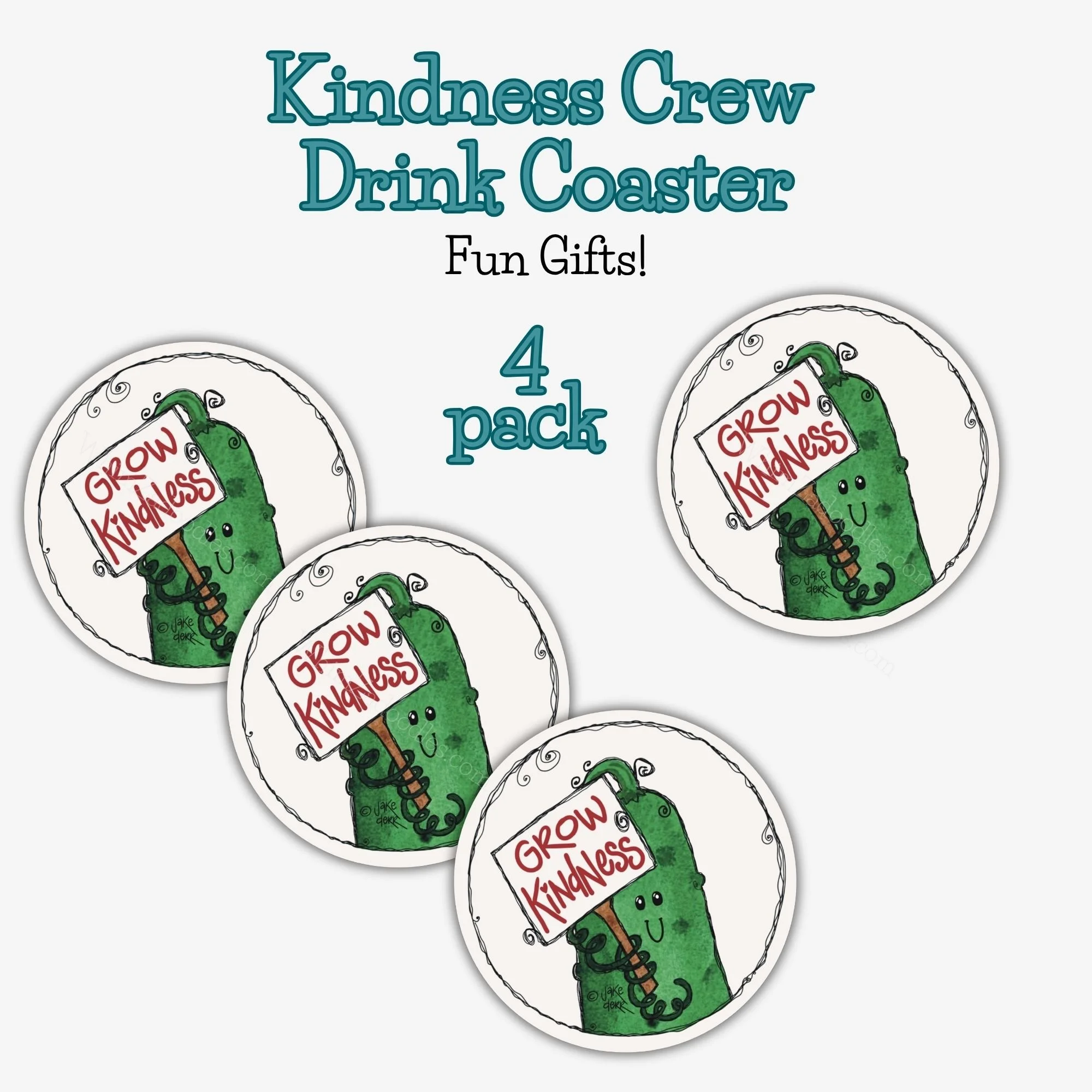 Cultivating Kindness Crew 4 pack drink coasters for home, office, and thoughtful gifting