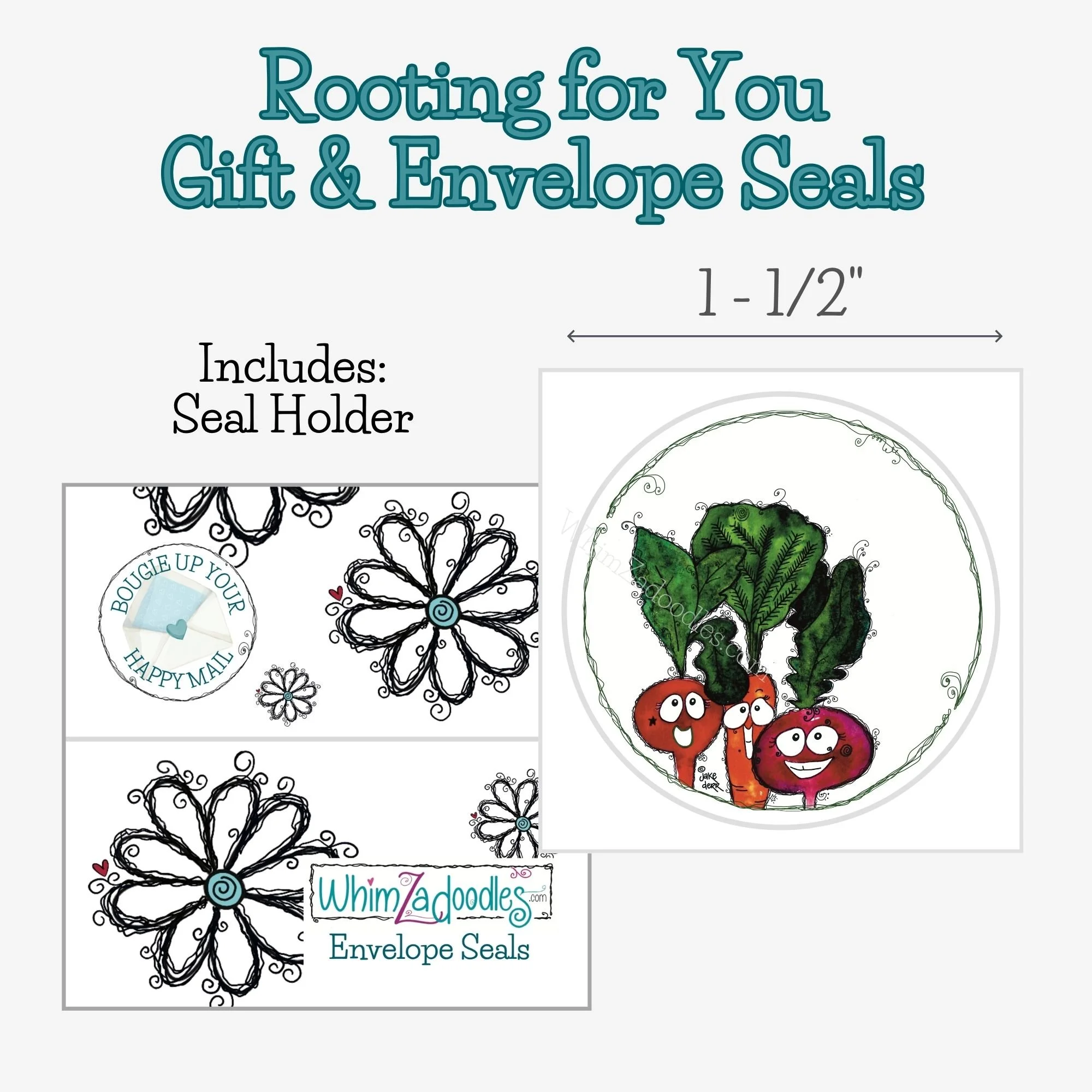 rooting-for-you-envelope-individual round envelope seal showing 1-1/2 inch size with holder for storing loose sealsseal-size-holder-detail.jpg