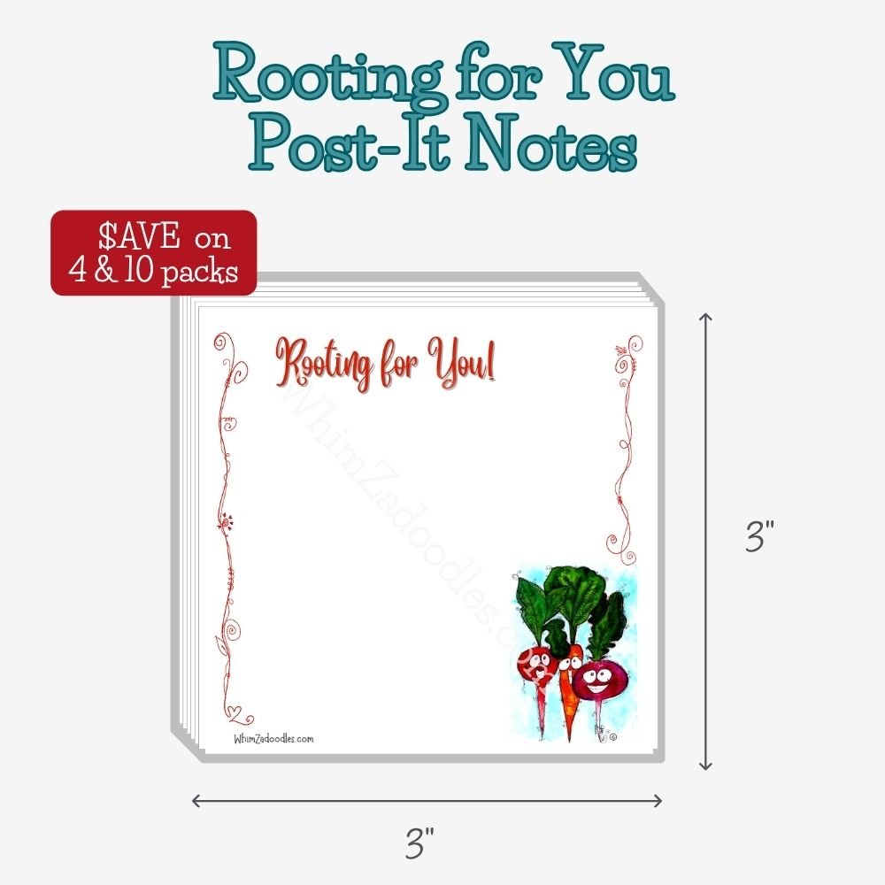 Cheerful Rooting for You watercolor vegetable Post-it Notes that add encouragement to reminders, lunches, planners, and everyday notes.